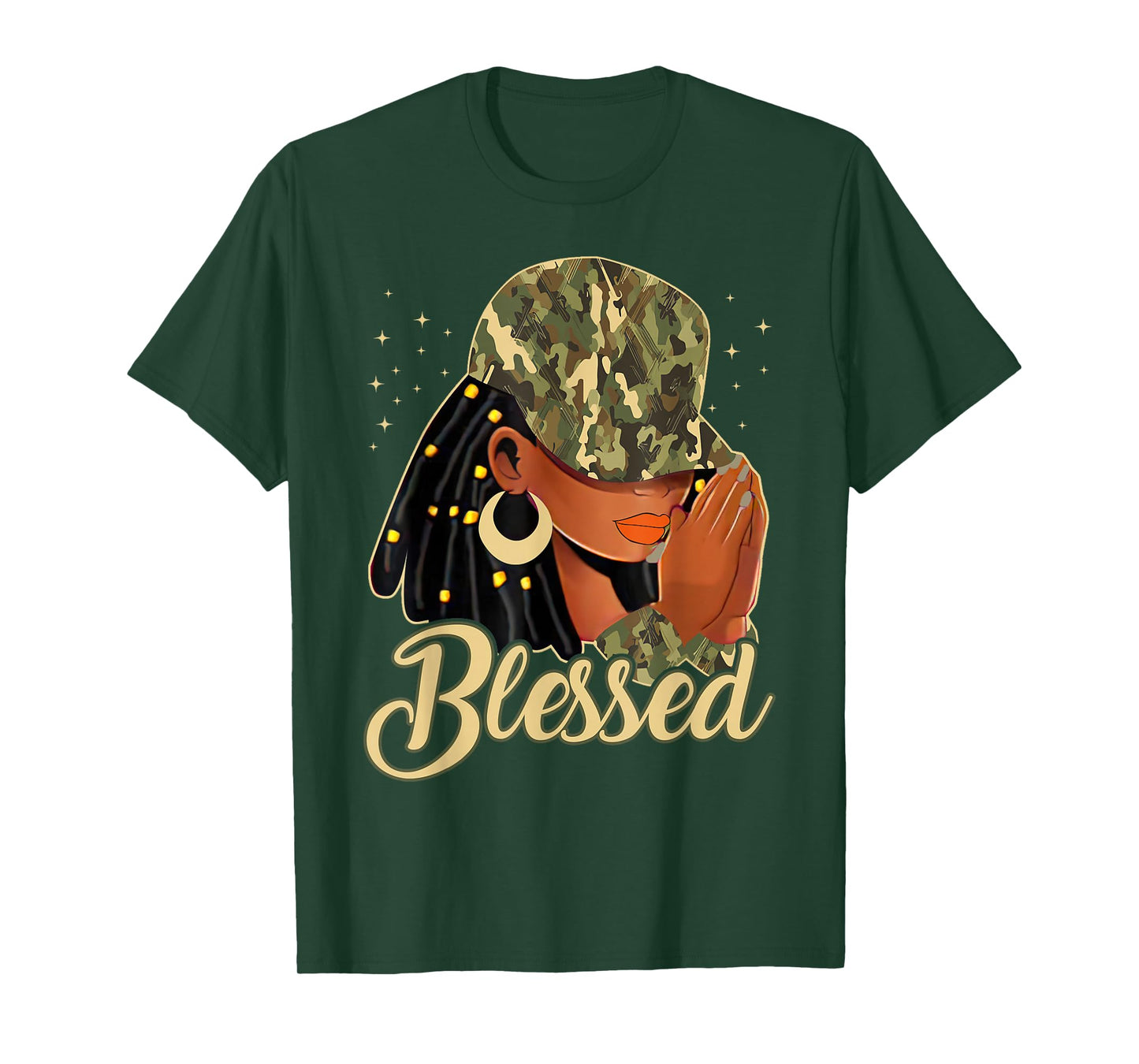 Blessed Black Woman Praying African Christian Camouflage T-Shirt