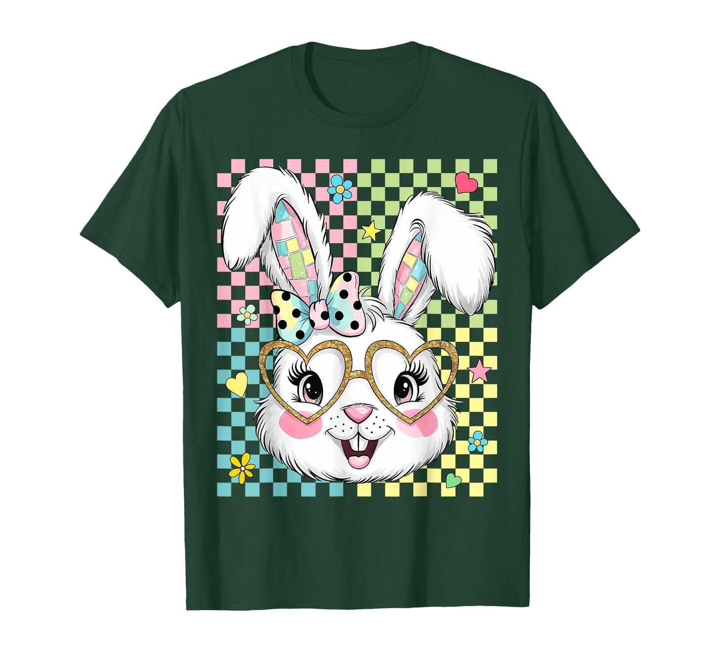 Happy Easter Vibes Cute Bunny Rabbit Face Women Girls Kids T-Shirt