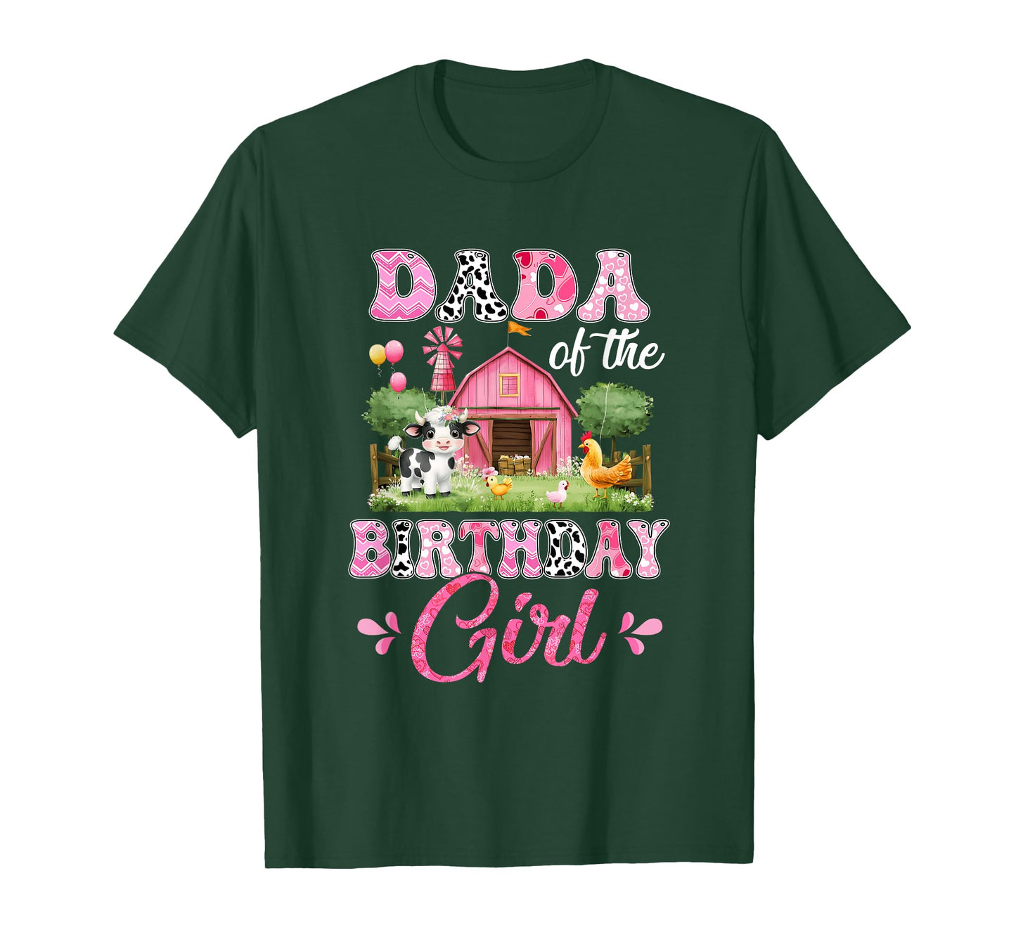 Dada Of The Birthday Girl 1St Birthday Cow Farm Family T-Shirt