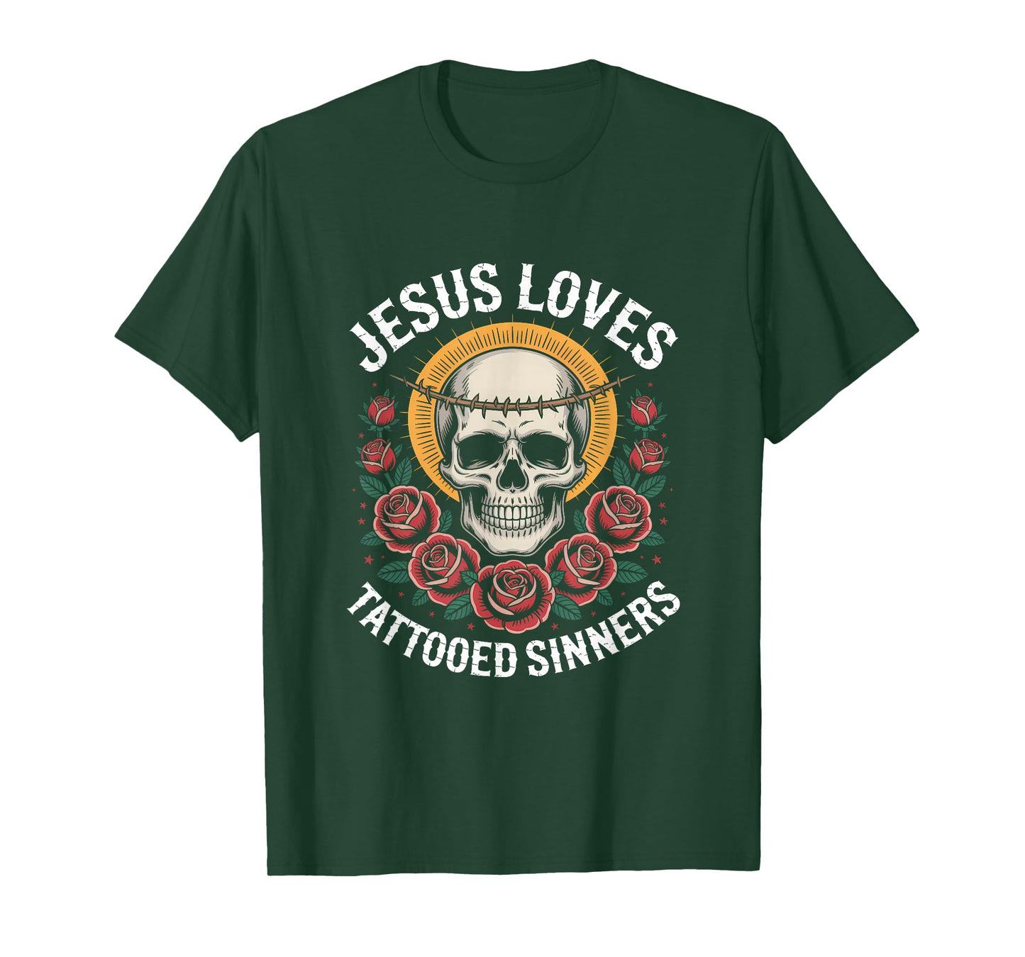Jesus Loves Tattooed Sinners Christian Faith Inked Tattoo T-Shirt