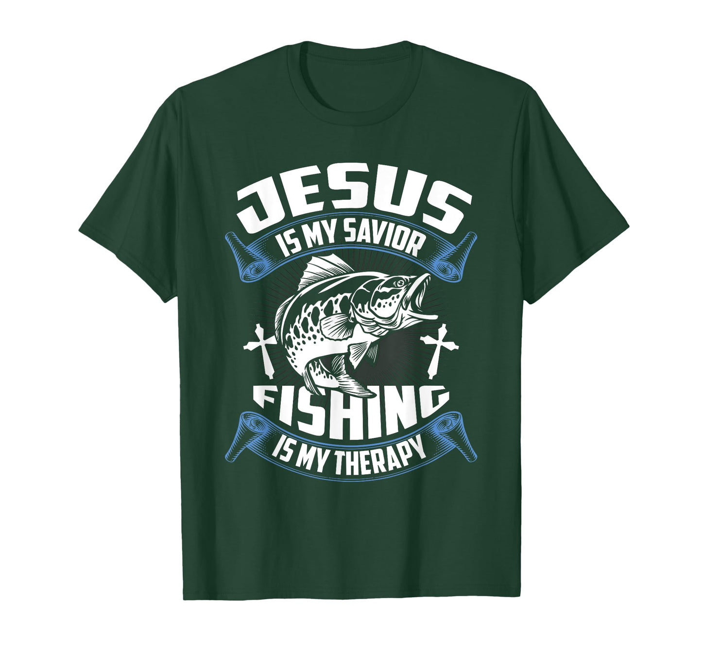 Jesus Is My Savior Fishing Is My Therapy Christian Fishermen T-Shirt