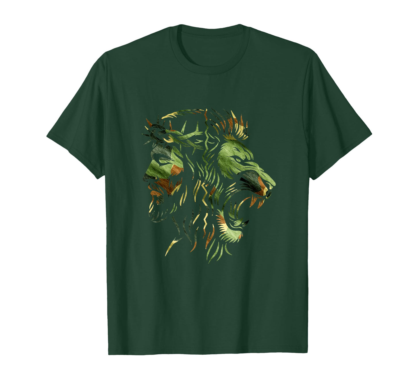 Christian Lion Jesus Crown Camo Faith Design T-Shirt