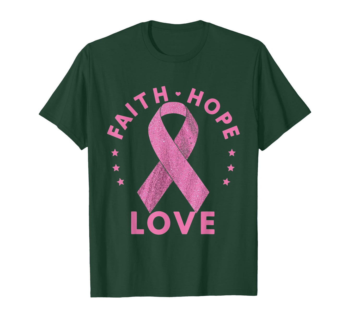 Faith Hope Love Breast Cancer Awareness Pink Ribbon Support T-Shirt