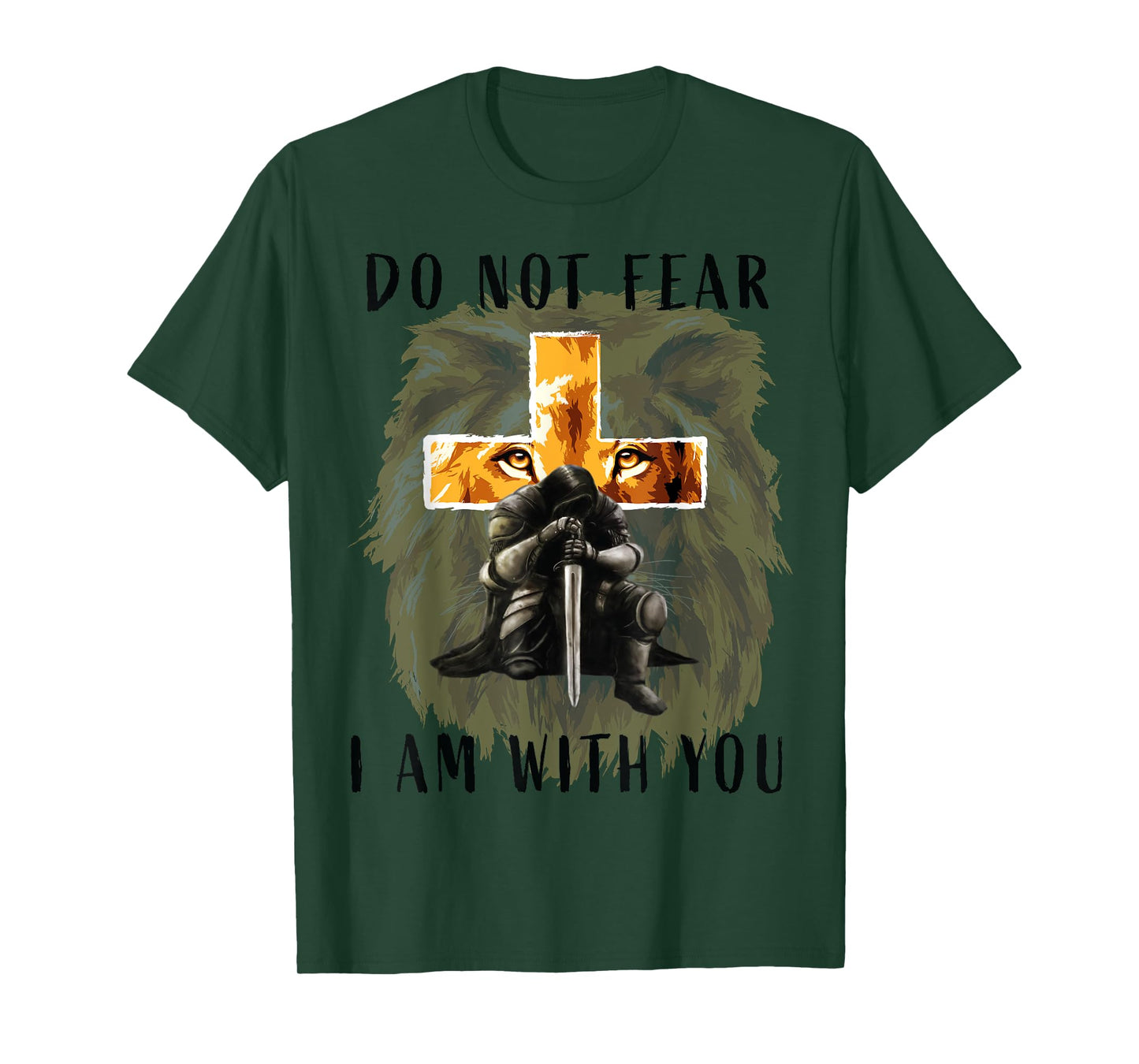 Christian Bible Verse Men Lion Faith Fear Religious T-Shirt