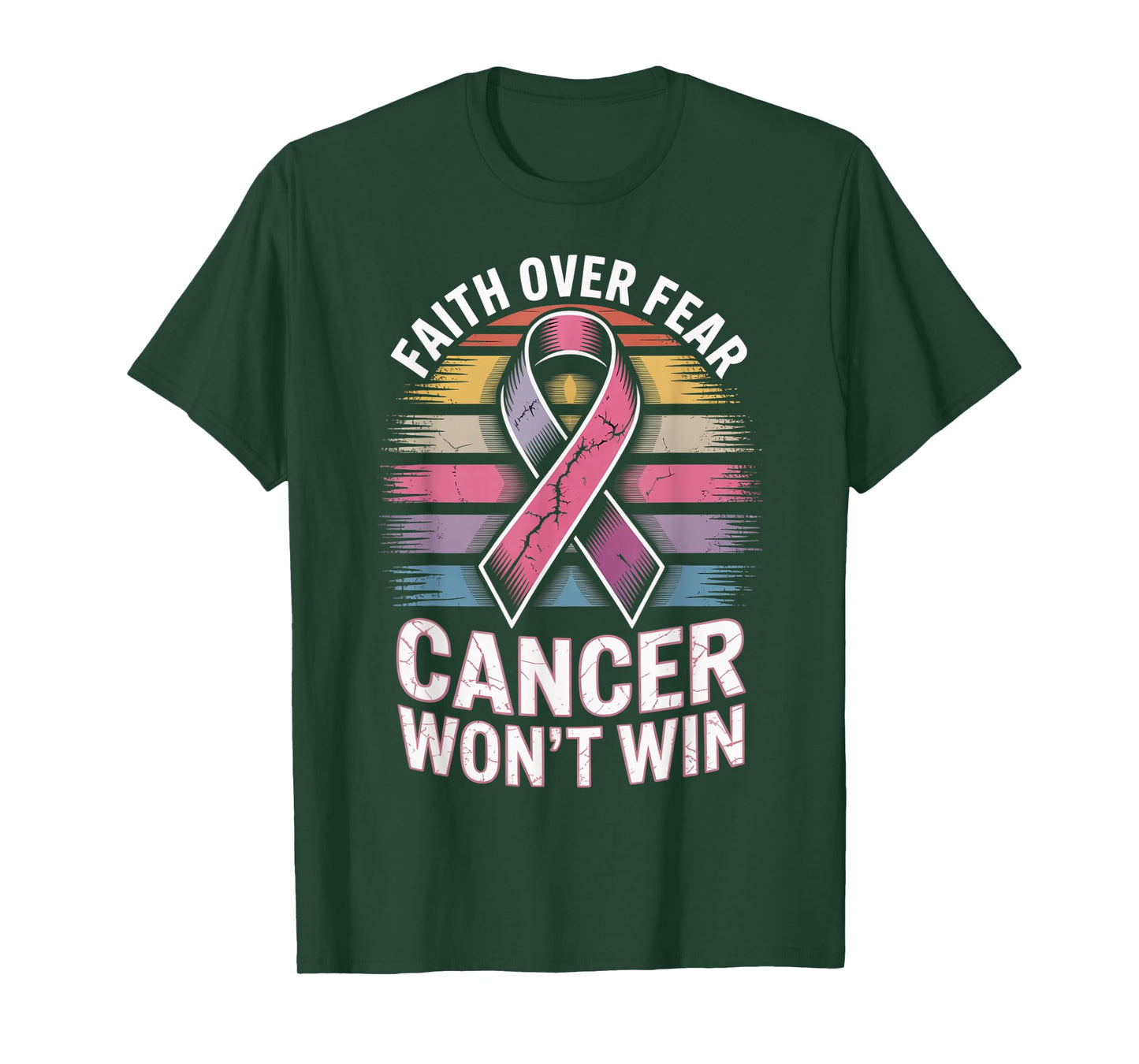 Faith Over Fear Cancer Wont Win Pink Ribbon Support T-Shirt