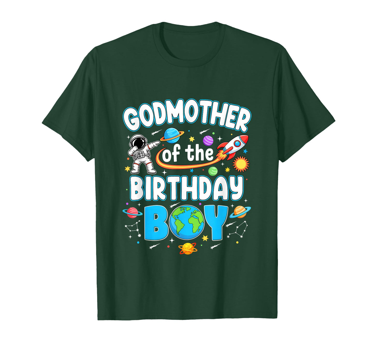 Godmother Of The Birthday Boy Astronaut Family Space Planets T-Shirt