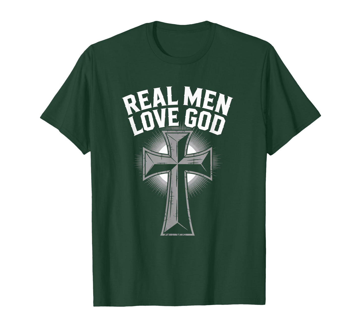 Christian Faith Real Men Love God Cross Design T-Shirt