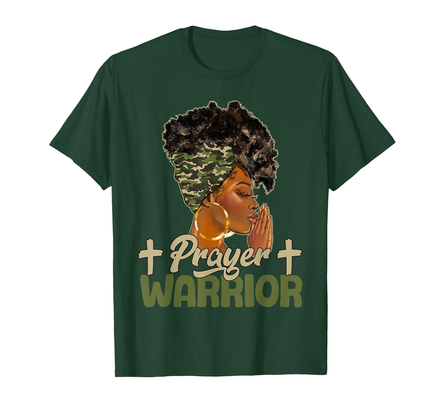 Praying Black Woman Afro Christian Sayings Prayer Warrior T-Shirt
