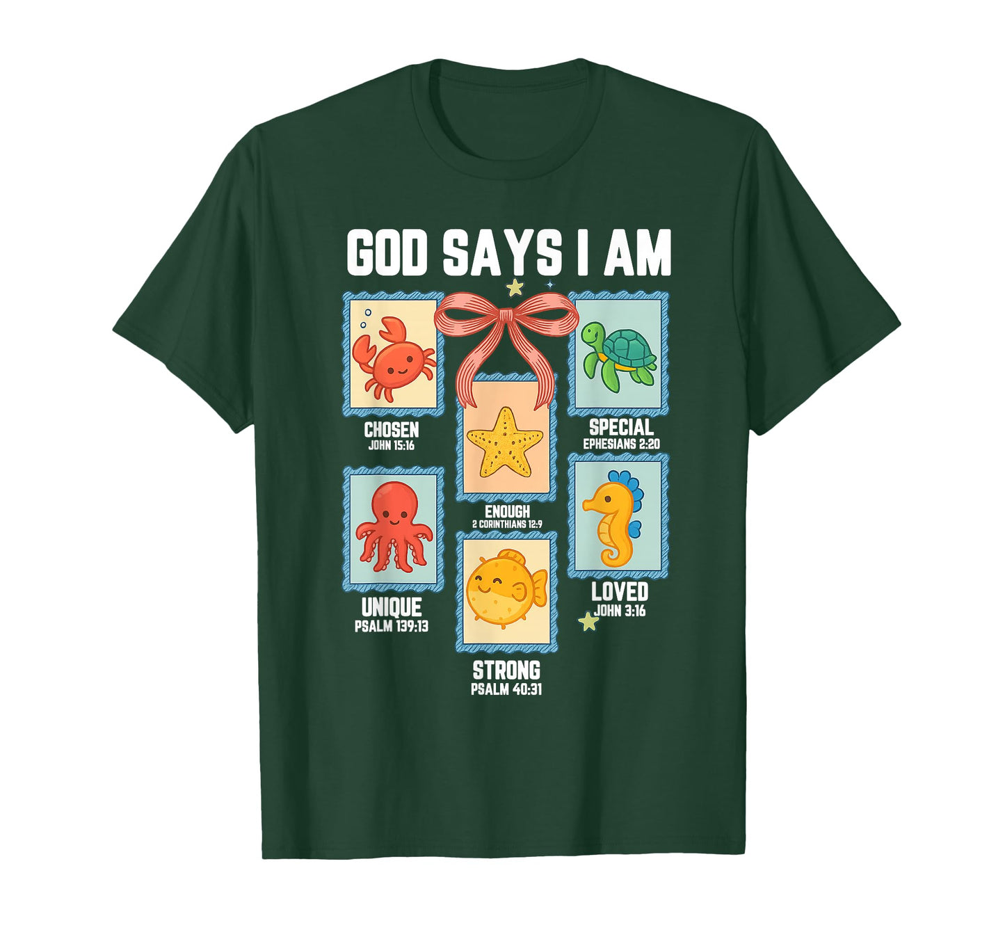 God Says I Am Sea Animals Ocean Kids Toddler Christian Funny T-Shirt