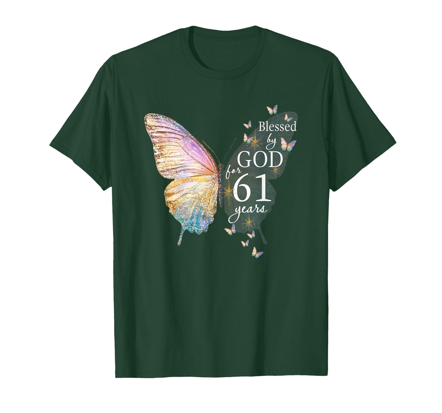 Blessed By God For 61 Years Old Butterfly Art 61st Birthday T-Shirt