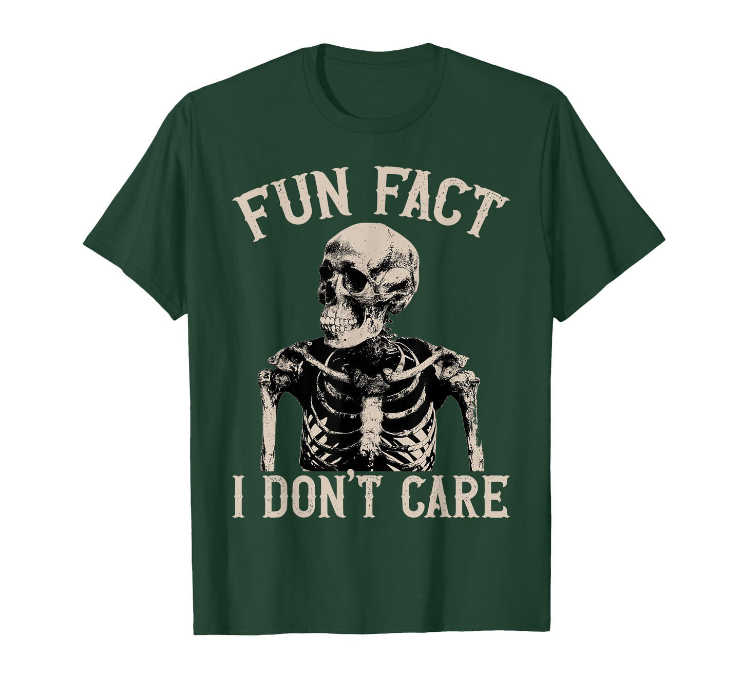 Fun Fact I Don’t Care Skull Funny Sarcastic Quote T-Shirt