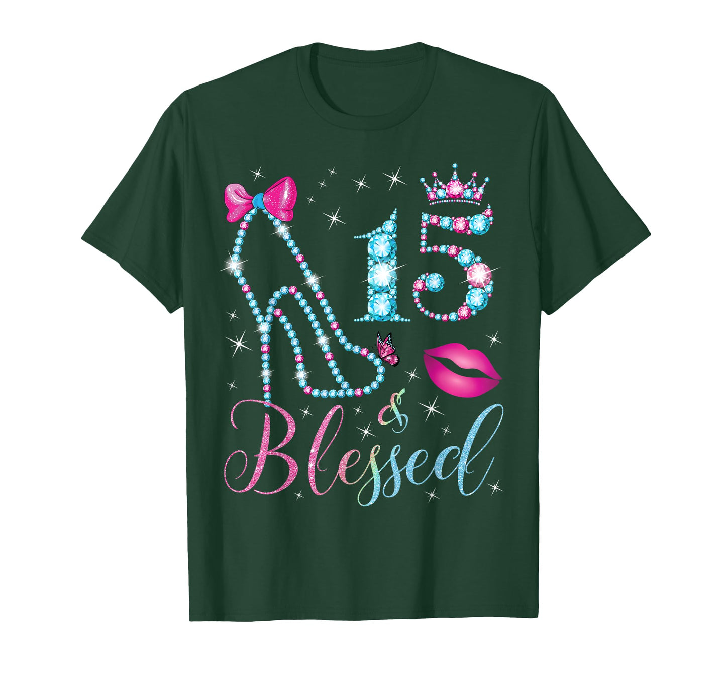 15 & Blessed 15th Birthday Party 15 Years Old Girl Queen T-Shirt