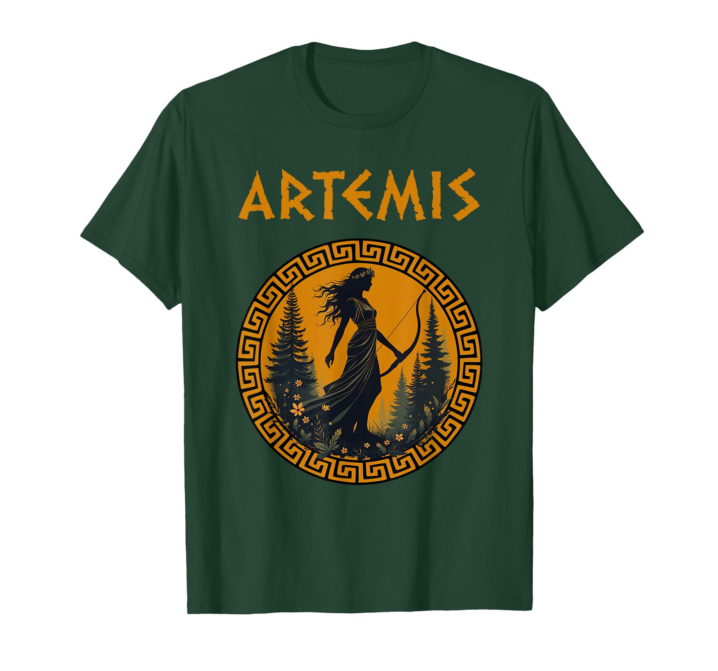 Agema Apparel Unisex-Adults Artemis Greek Goddess Greek Mythology T-Shirt, Black, Small