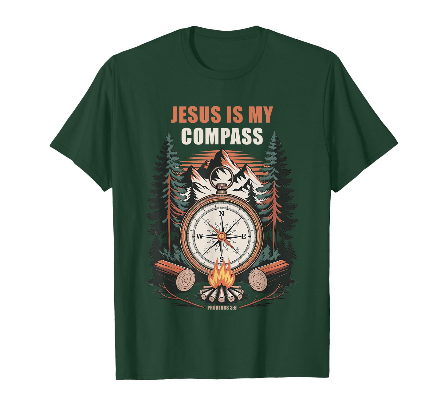 Jesus is My Compass – Proverbs 3:6 Christian Faith Camping T-Shirt