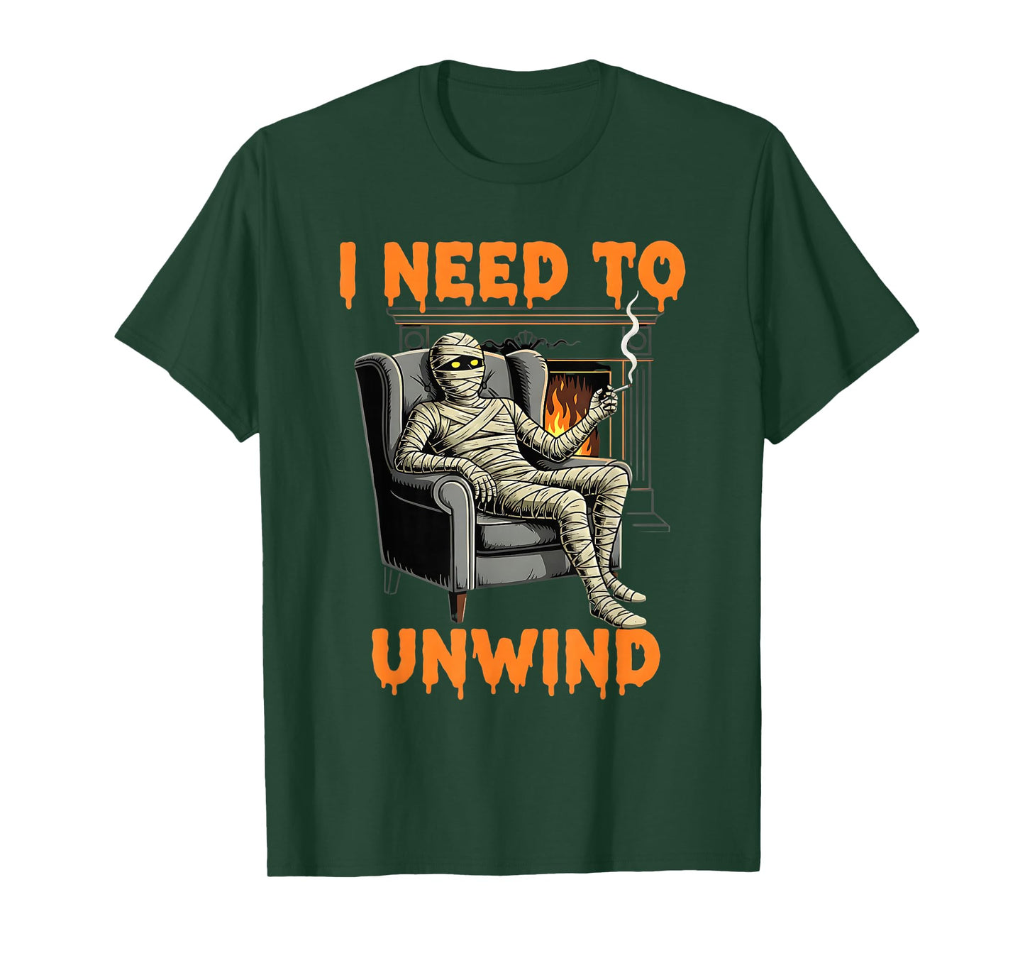 Funny Mummy Smoking Cigarette I Need to Unwind Costume Pun T-Shirt