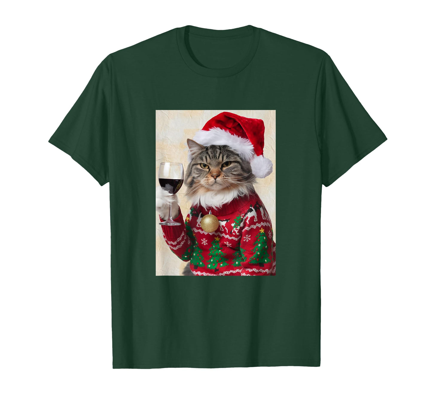 Cat Drinking Wine Cute Cat Holding Red Wine Lovers T-Shirt