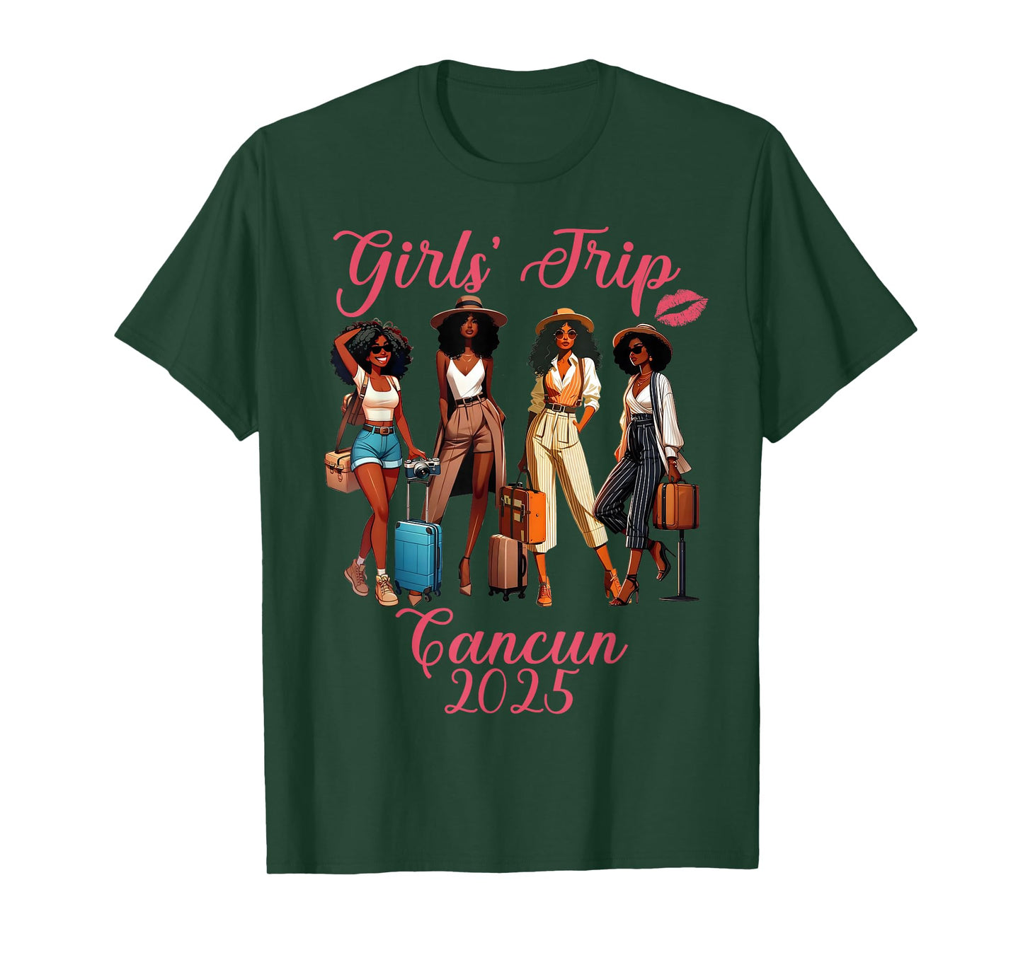 Cancun Girls Trip 2025 Black Girls Birthday Squad Vacation T-Shirt