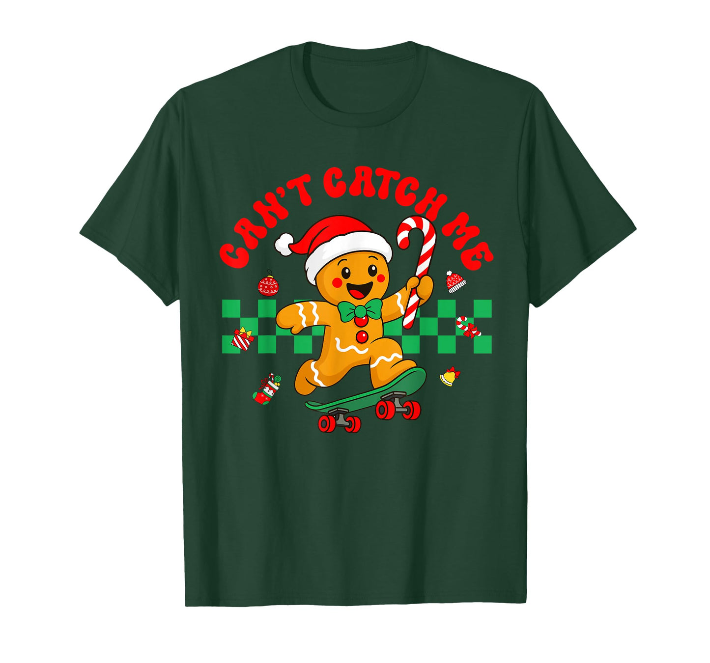 Can't Catch Me Retro Christmas Gingerbread Boy Xmas Kids T-Shirt