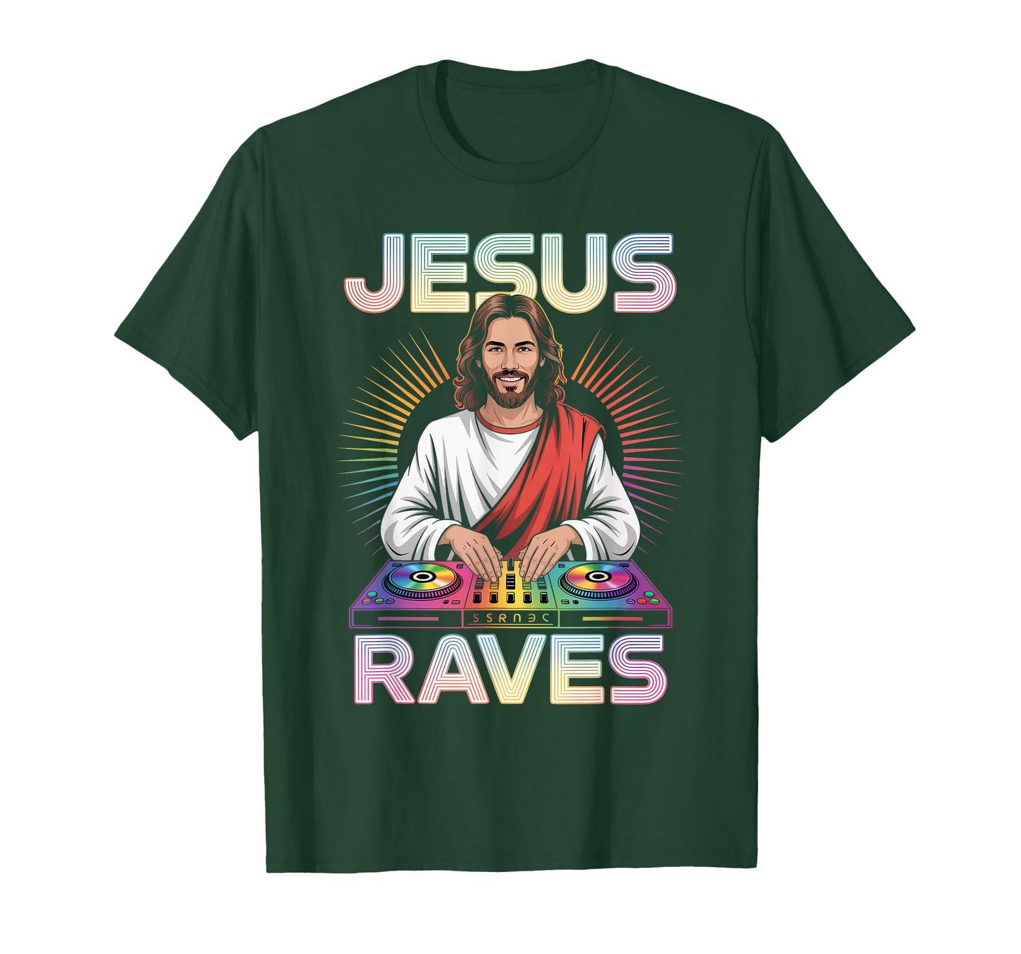 Jesus Raves DJ Rave Techno EDM Party Festival T-Shirt