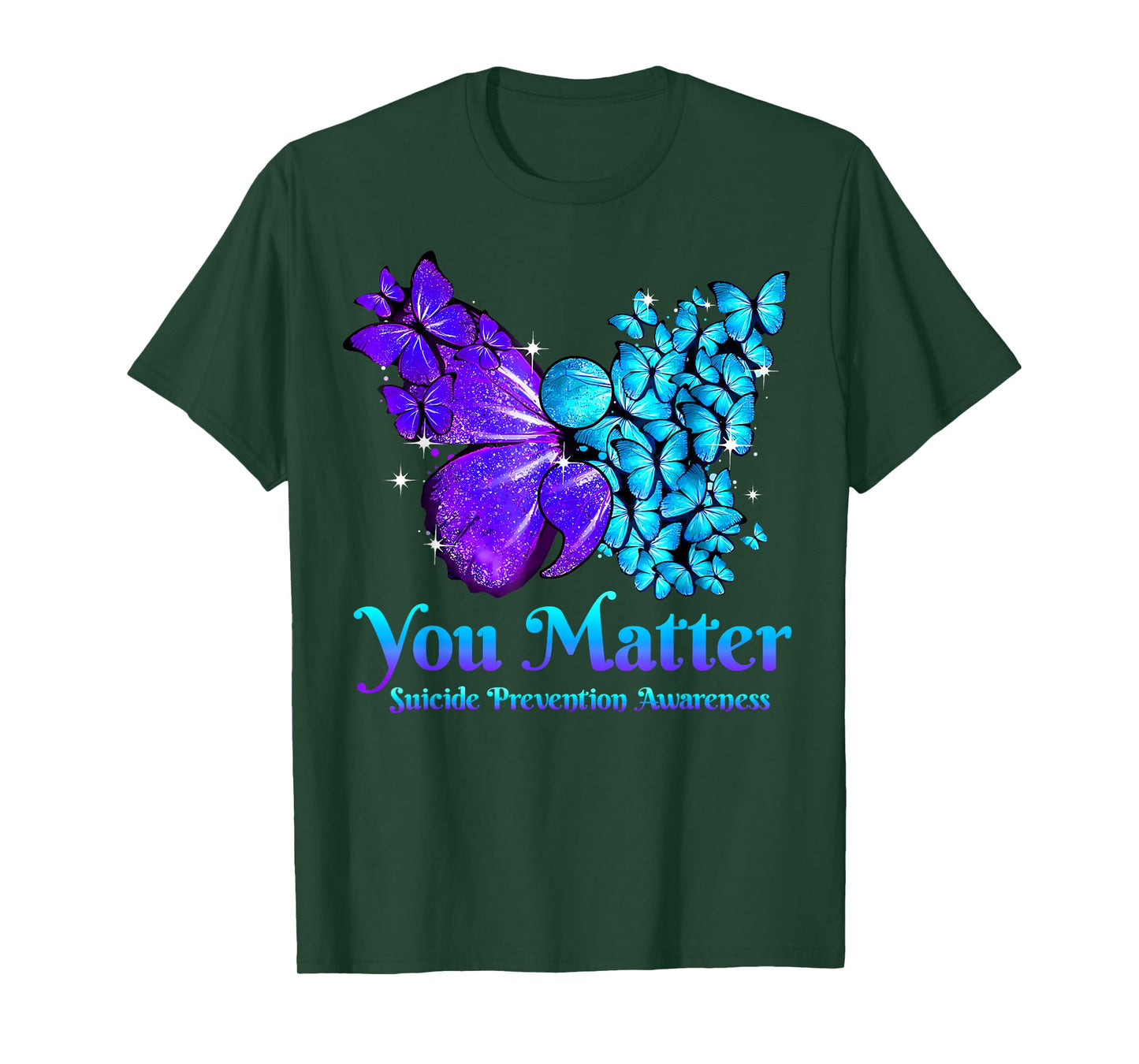 You Matter Teal Purple Butterfly Semicolon Positive Quote T-Shirt