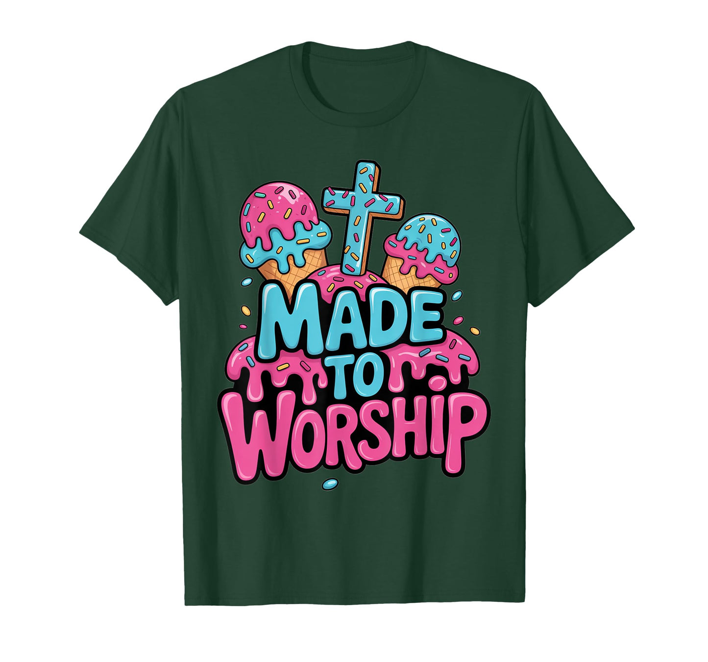Drippy Made To Worship Shirt Ice Cream Drip Christian Kids T-Shirt