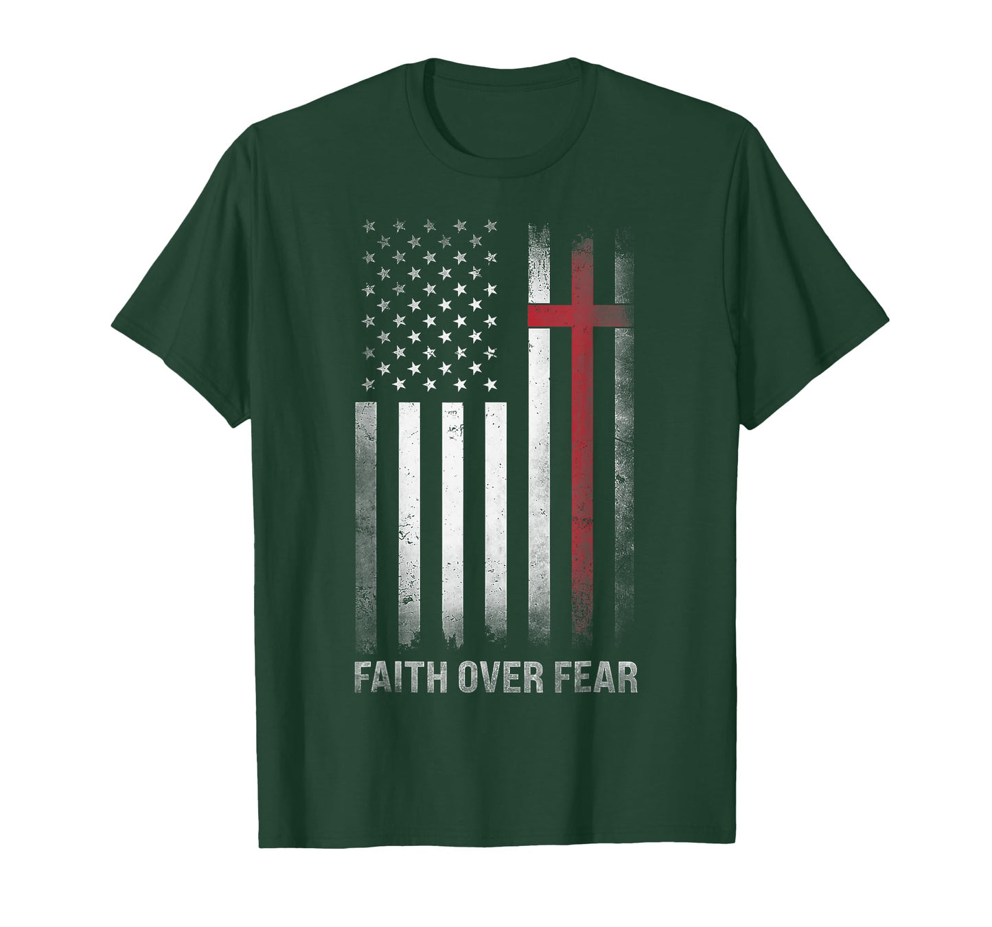Funny Faith Over Fear Flag Cross Christian Religious T-Shirt