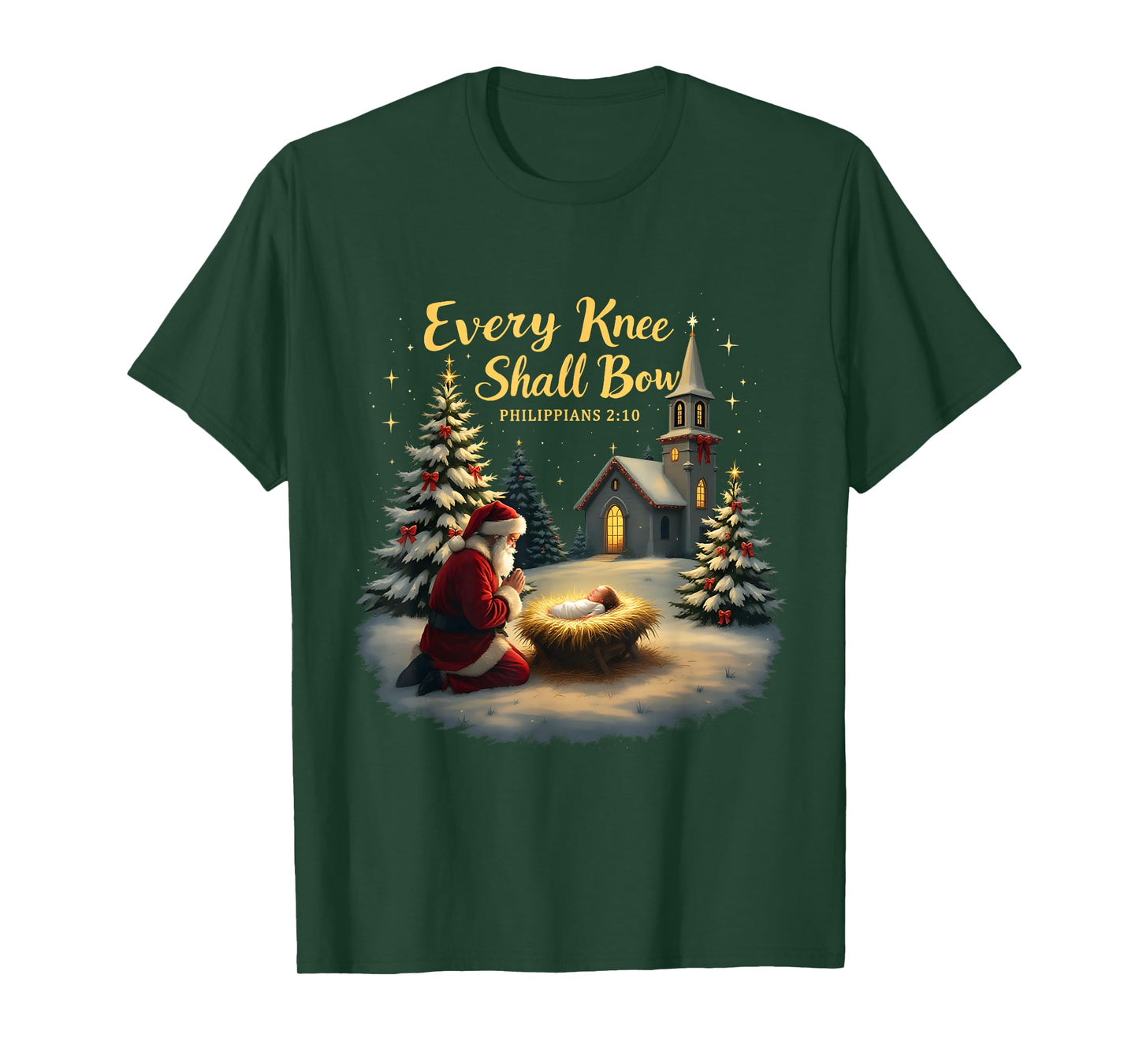 Xmas Christian Jesus Every Knee Shall Bow Philippians 2:10 T-Shirt