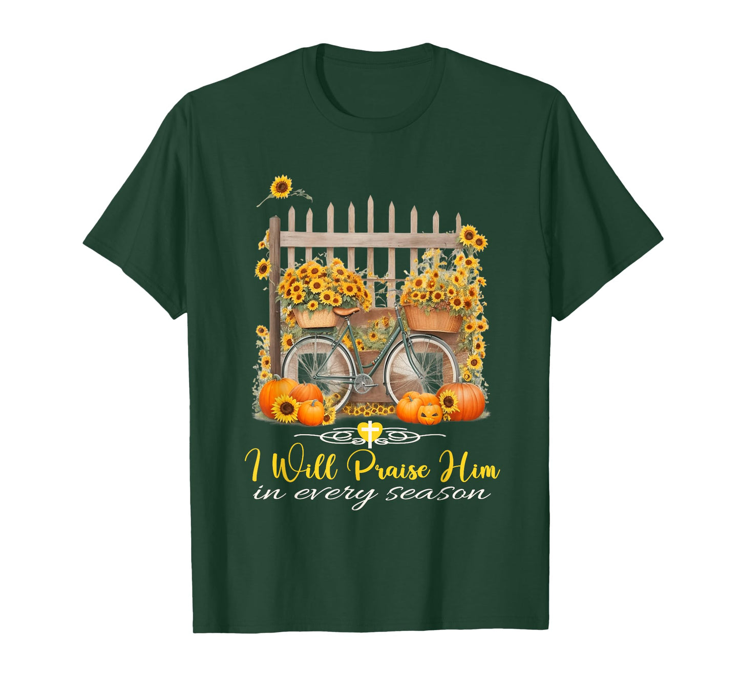 I Will Praise Him in Every Season Fall Christian Bike T-Shirt