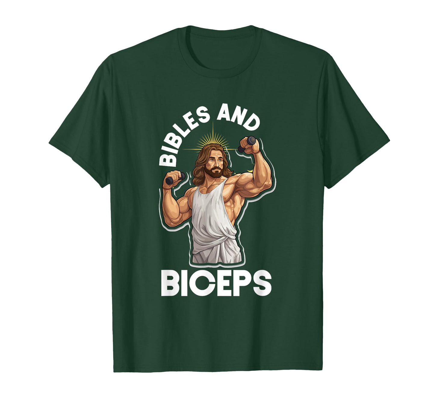 Bibles And Biceps Bodybuilding Jesus Fitness Weight Lifting T-Shirt
