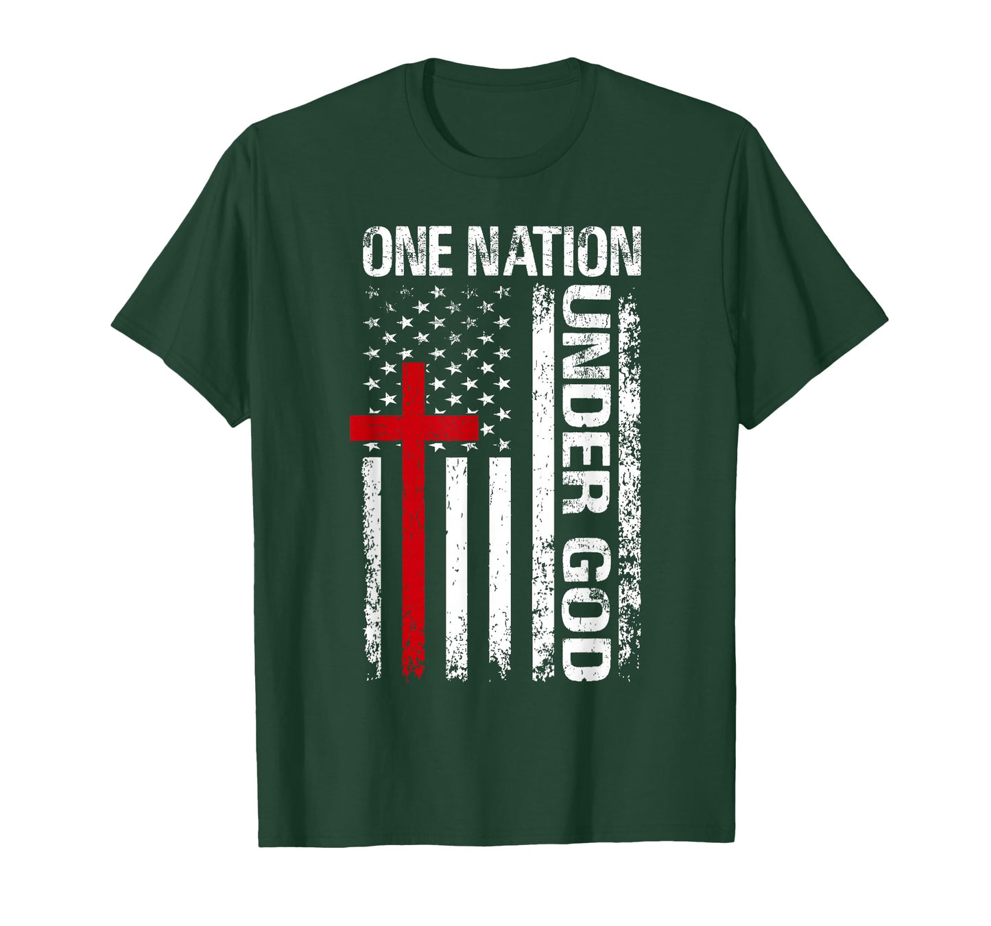 One Nation Under God Christian American Flag Patriotic Cross T-Shirt