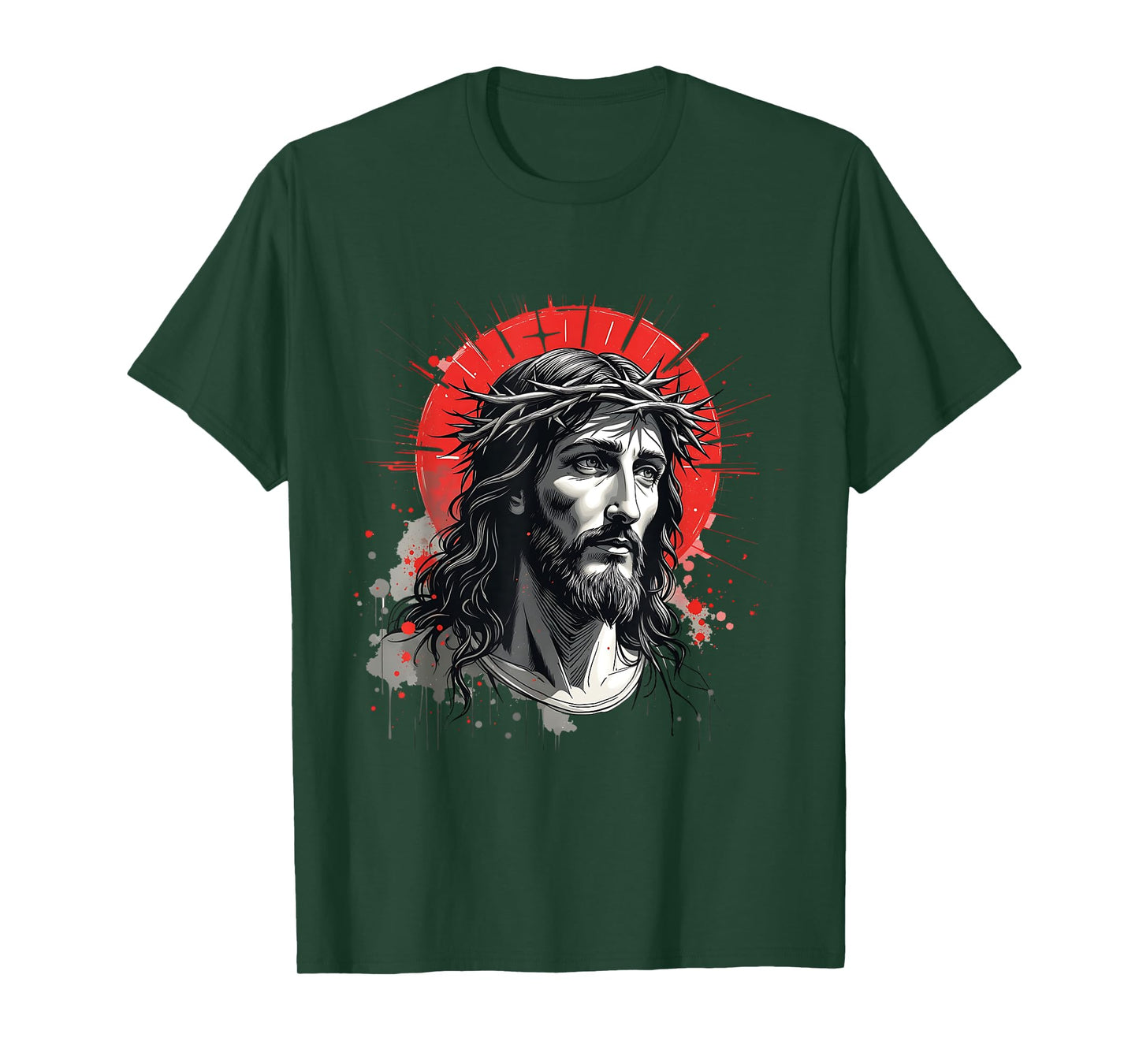 Retro Jesus Crown of Thorns Bold Faith Christian Art Graphic T-Shirt