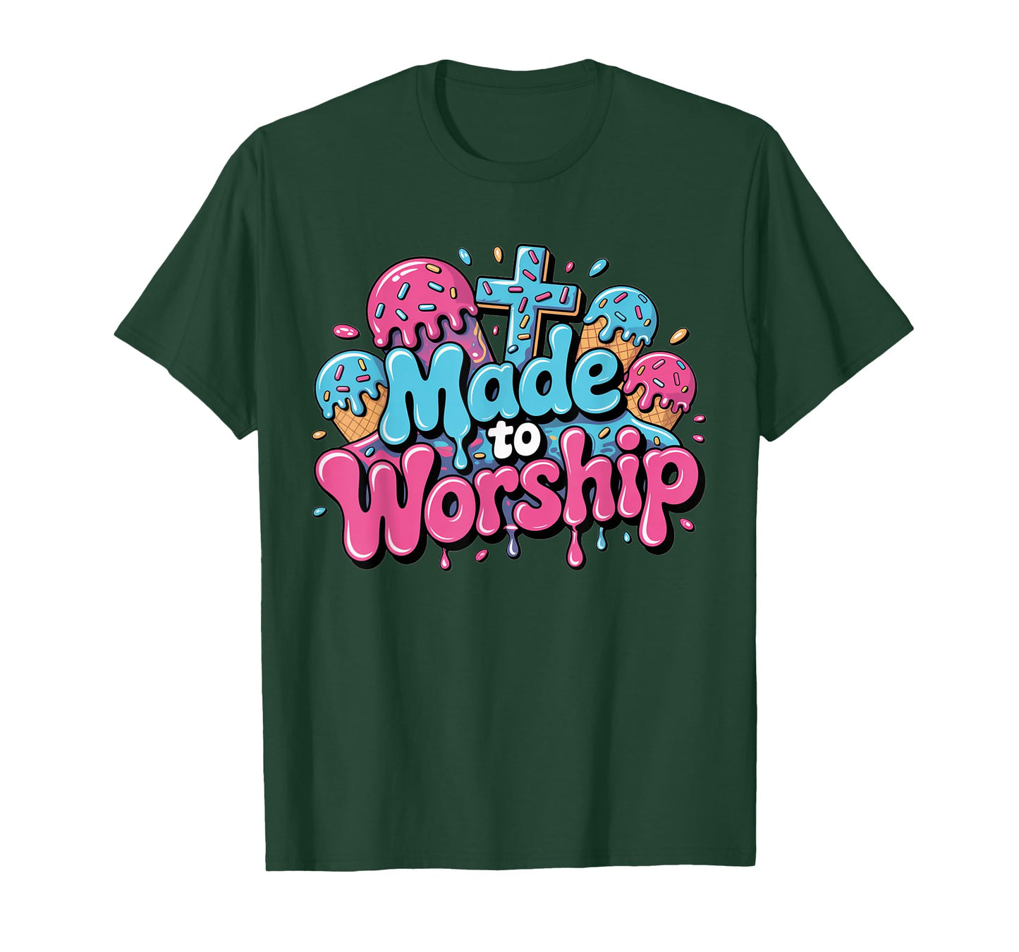Made To Worship Shirt Ice Cream Drippy Christian Drip Kids T-Shirt