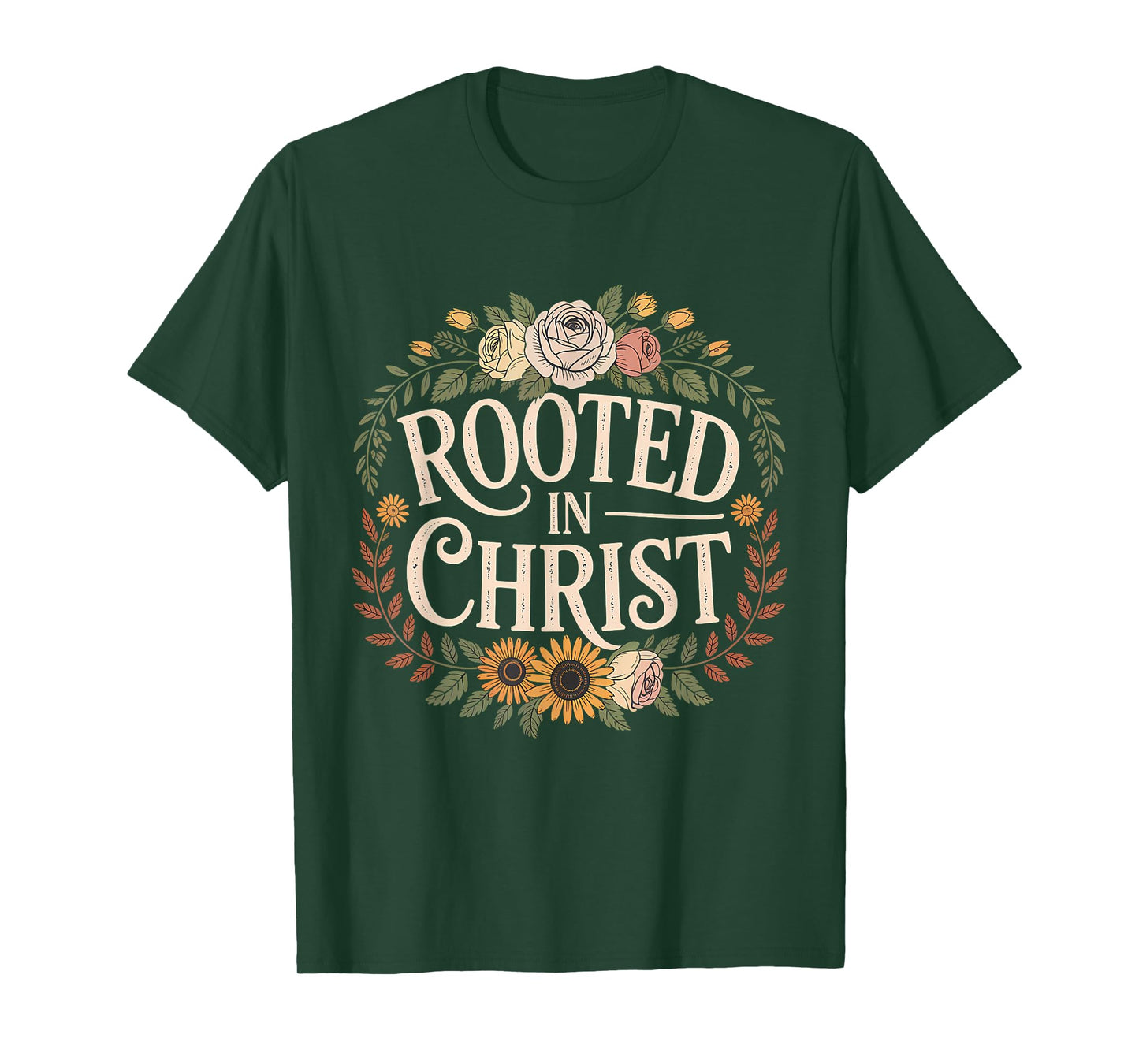 Rooted in Christ Jesus Christian Faith Cross T-Shirt