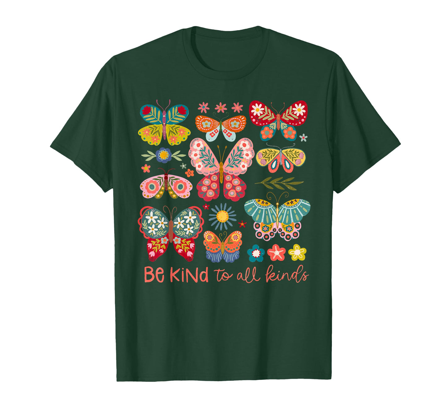 Be Kind To All Kinds Butterfly Boho Flower Girl Women Kid T-Shirt