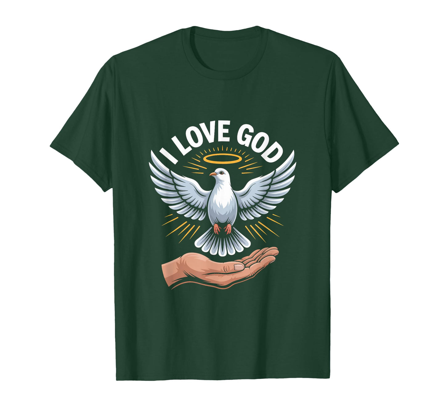 I Love God Dove Halo Hand Spiritual Art T-Shirt