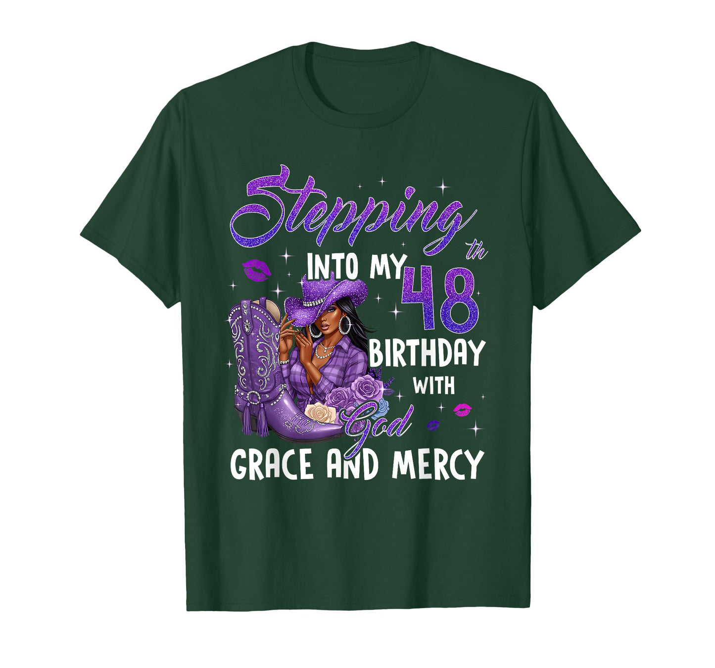 Stepping Into My 48th Birthday Faith Grace Mercy Cowgirl T-Shirt