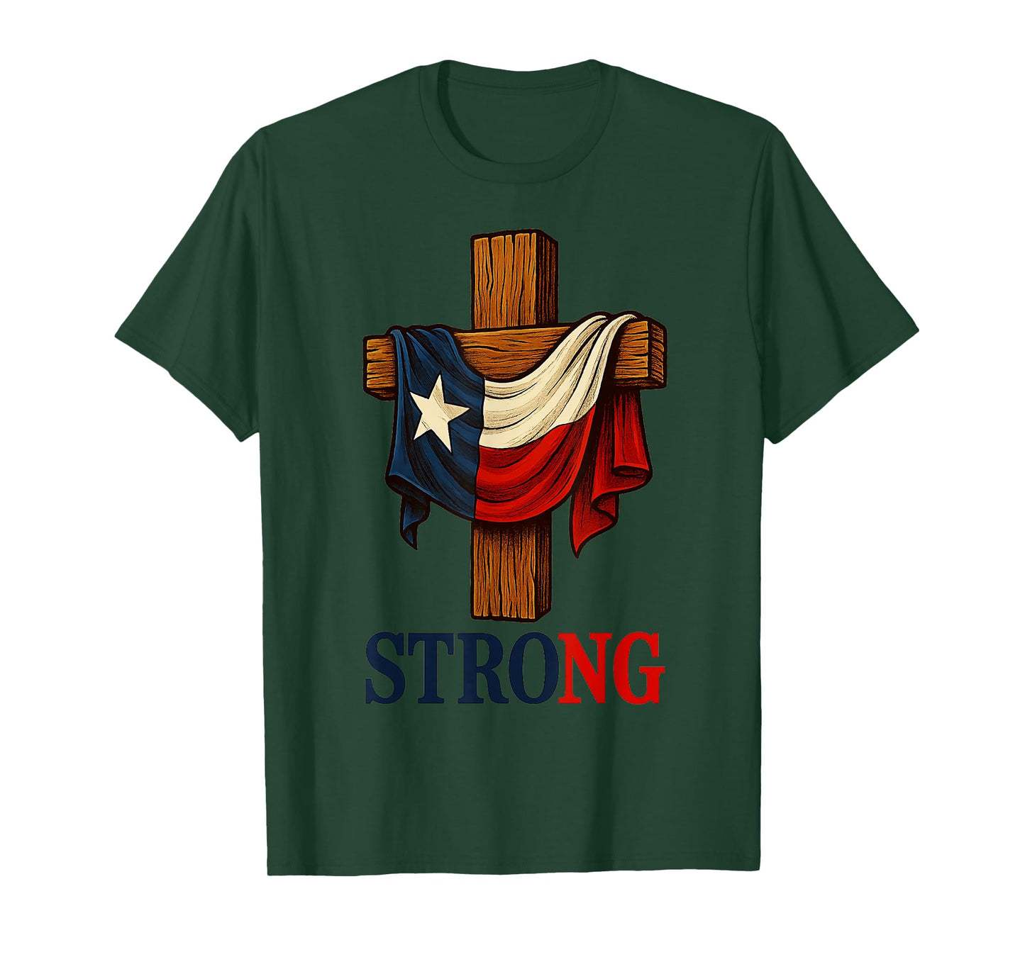 Strong Texas flag cross christian texas pride 2025 T-Shirt