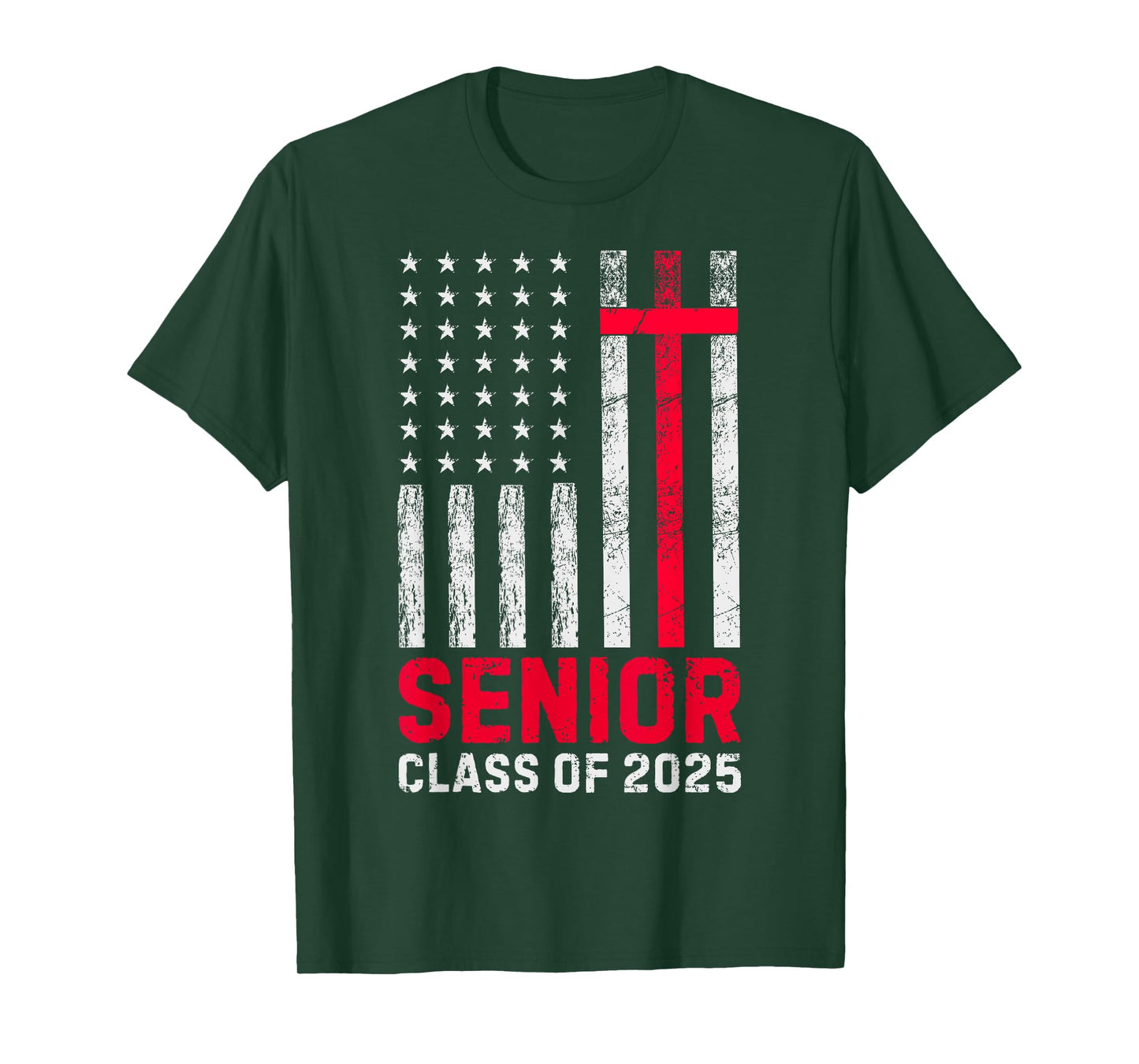Senior Class of 2025 US Flag Cross Christian Graduation 2025 T-Shirt