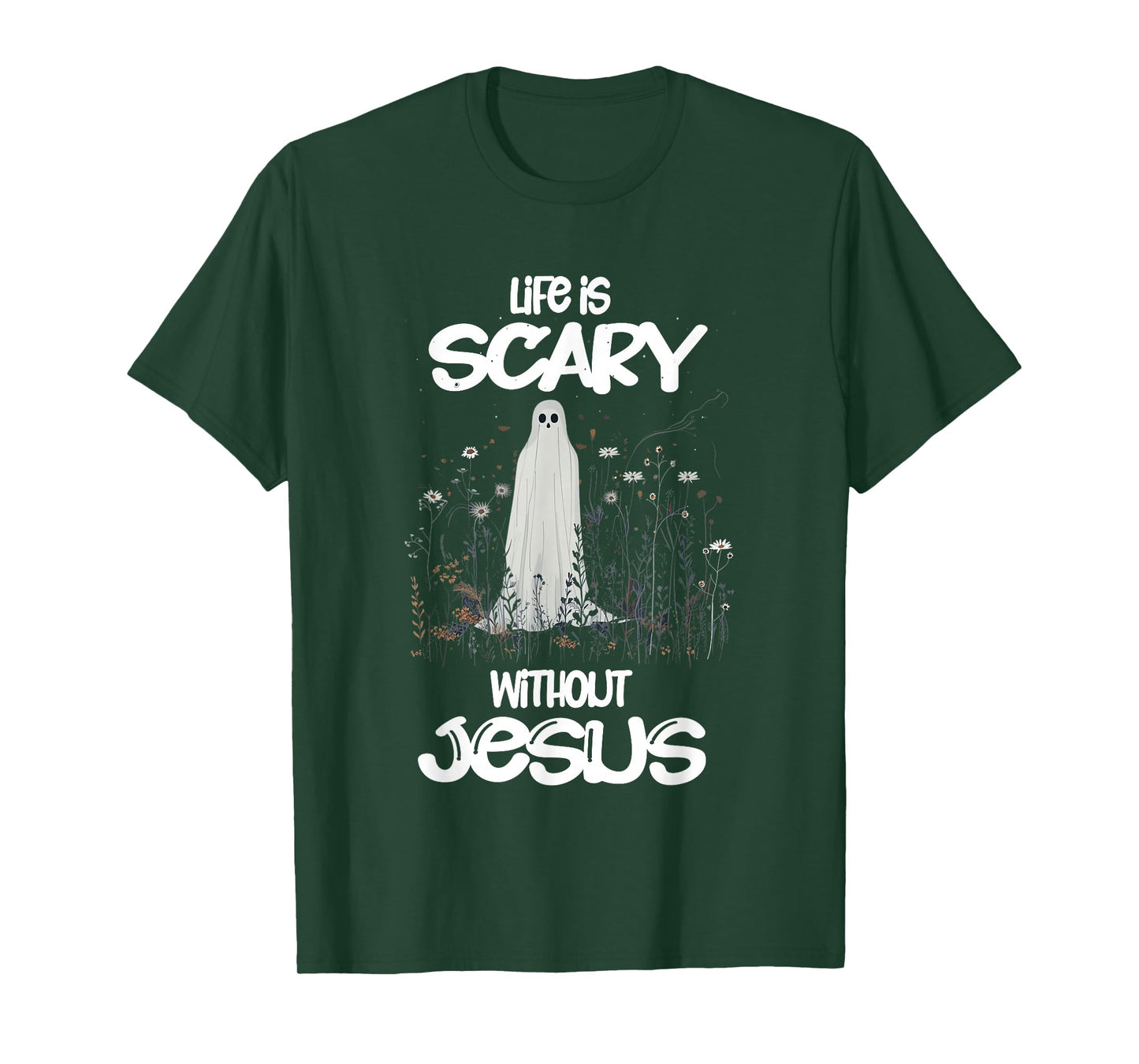 Spooky Life is Scary Without Jesus Christian Halloween T-Shirt