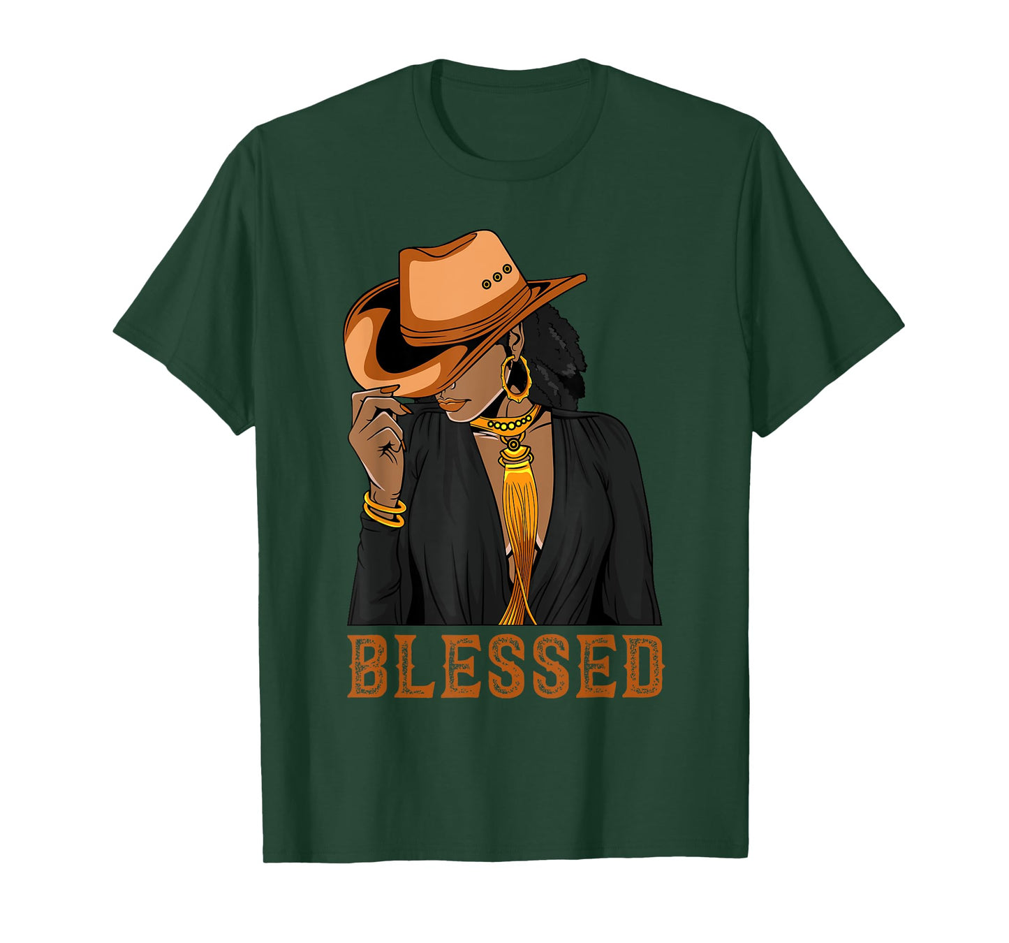 Western Country Black Cowgirl Black Woman Christian Blessed T-Shirt