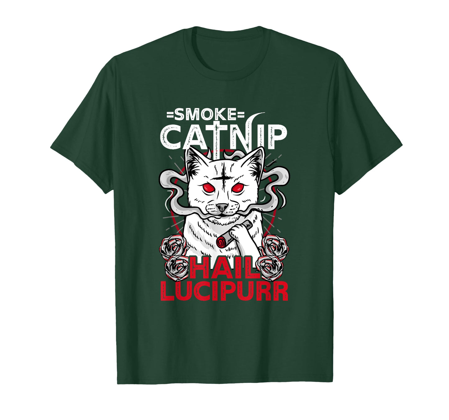 Smoke Catnip Hail Lucipurr l Satanic Occult Cat Men Women T-Shirt