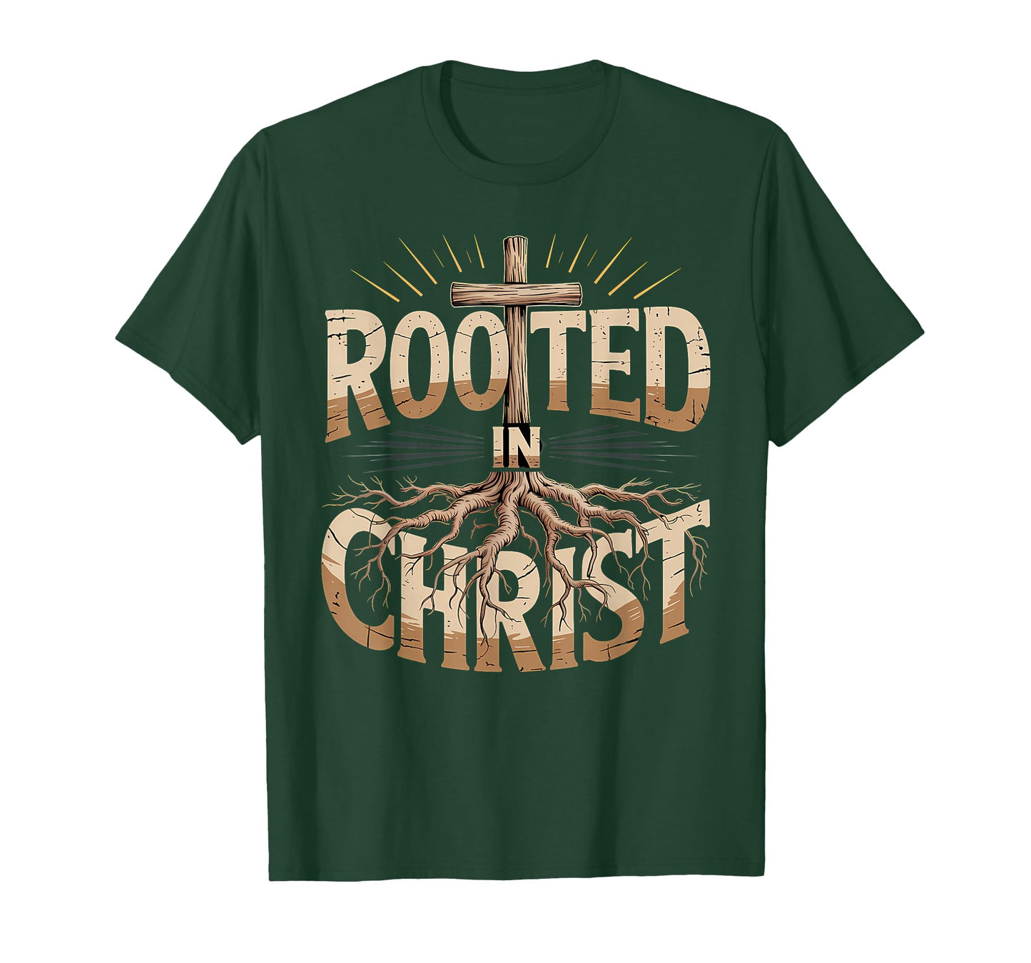 Rooted in Christ Jesus Christian Faith Cross T-Shirt