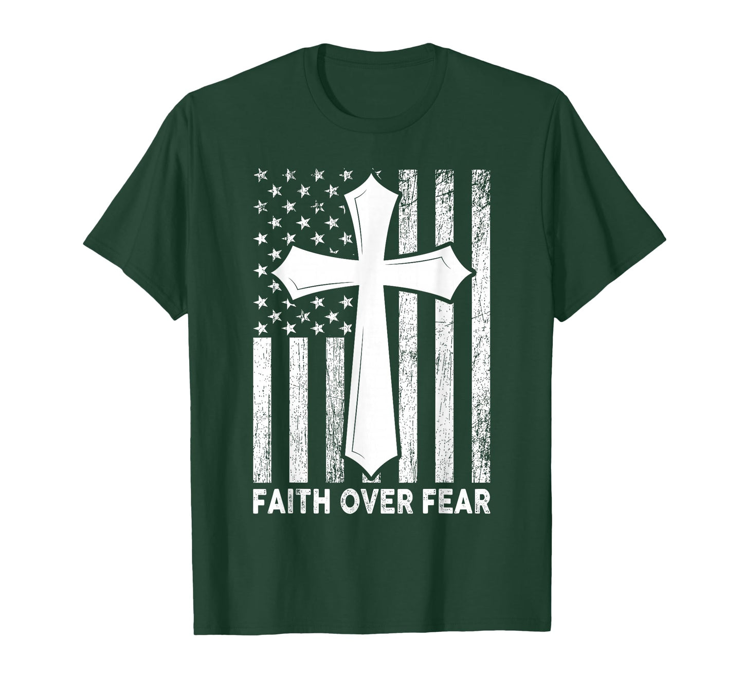 Faith Over Fear Cool Christian Flag Cross for Men Women Kids T-Shirt