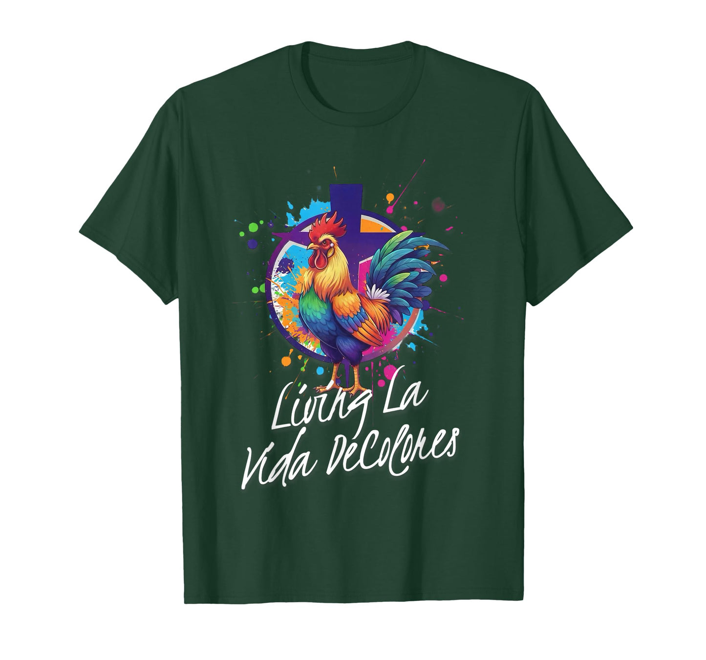 DeColores Cursillo Rainbow Rooster Catholic T-Shirt