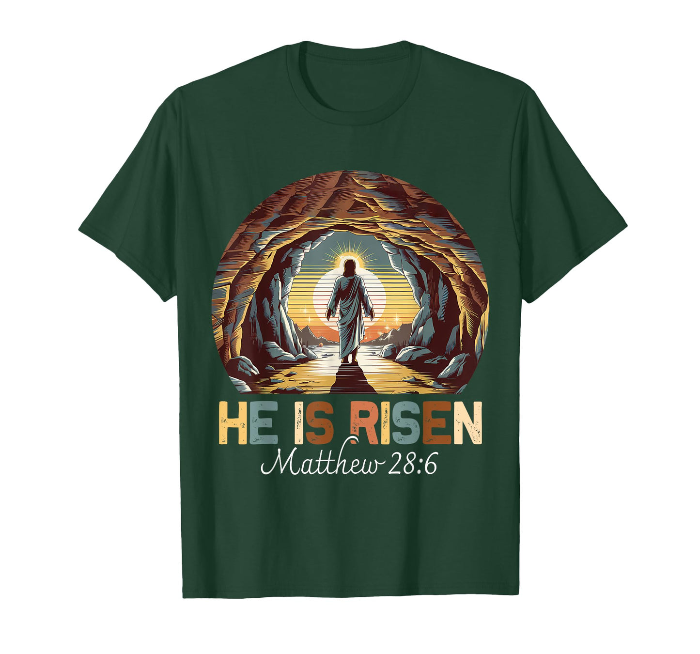 Easter Christian He Is Risen Jesus Empty Tomb Men Women Kids T-Shirt