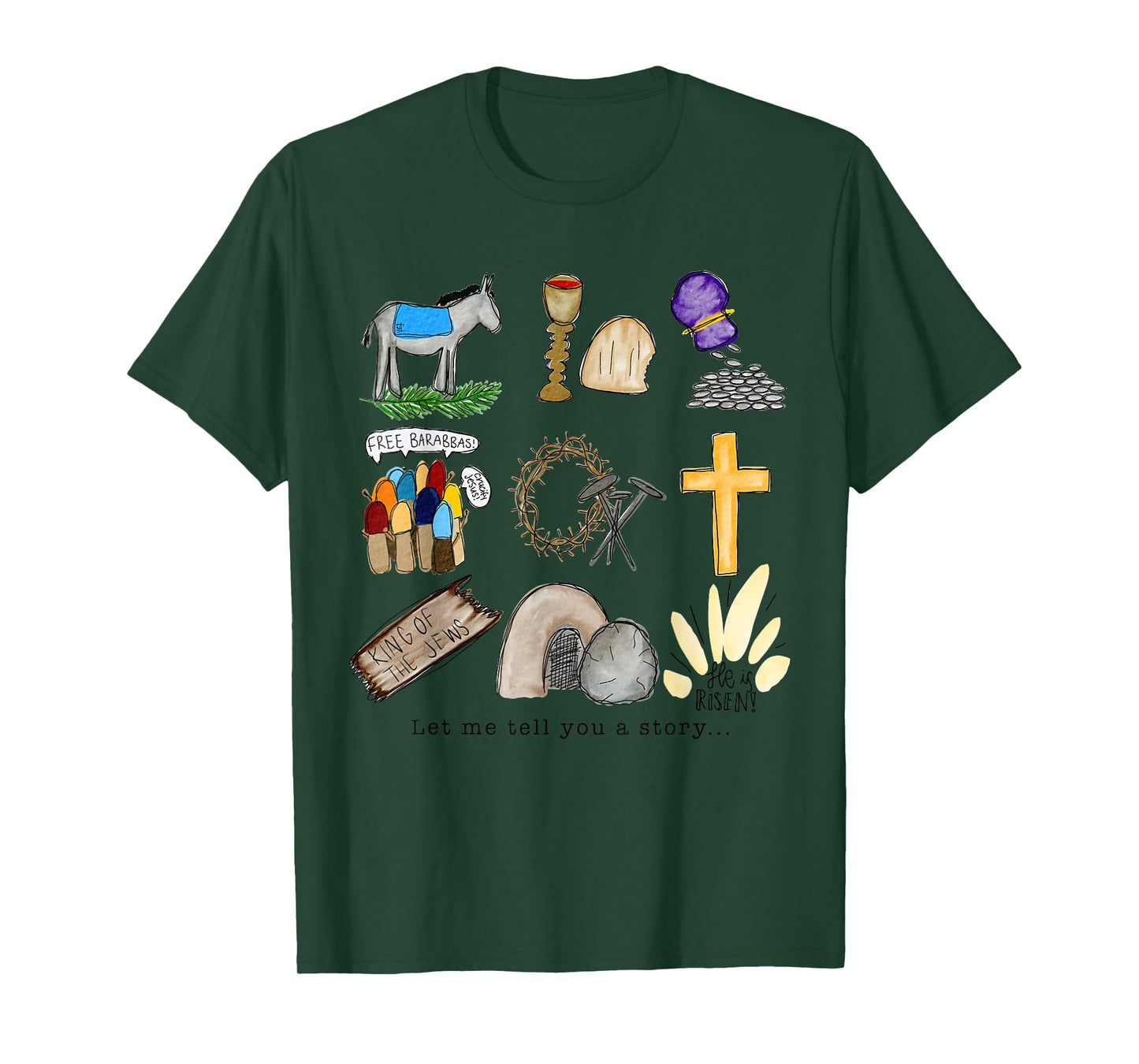 Let me tell you Easter story tomb cross nails kids toddler T-Shirt