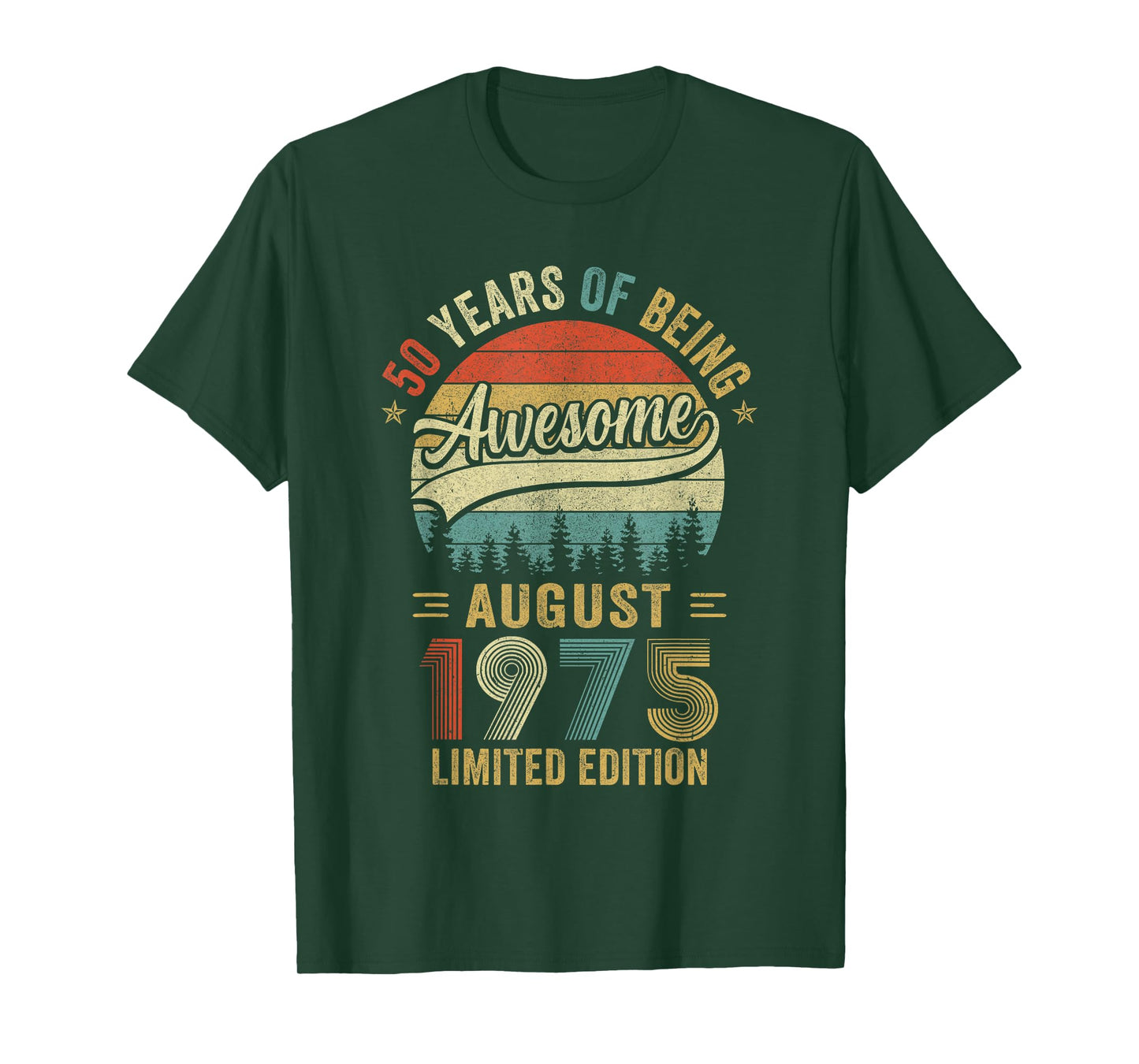 Vintage August 1975 Old 50Th Birthday Men Women T-Shirt