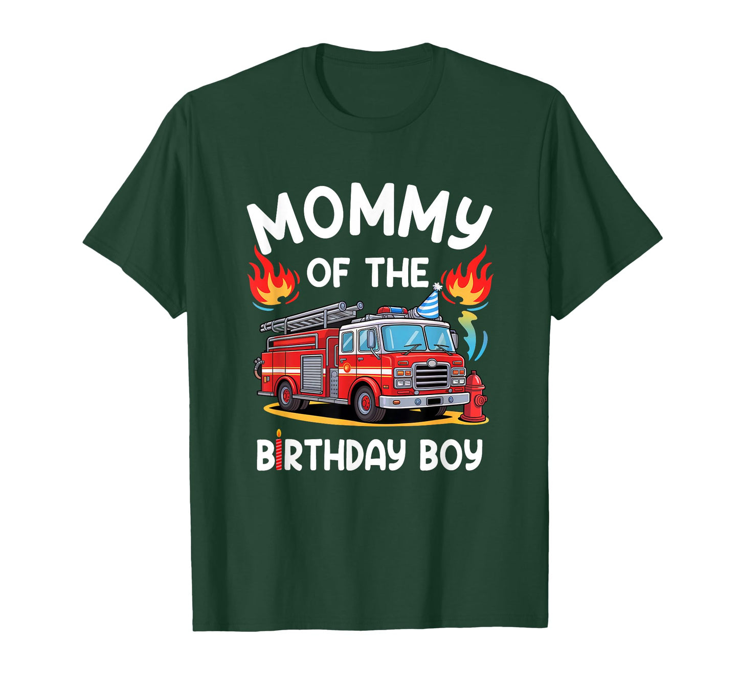 Mommy Of The Birthday Boy Fire Truck Firefighter 1St Party T-Shirt