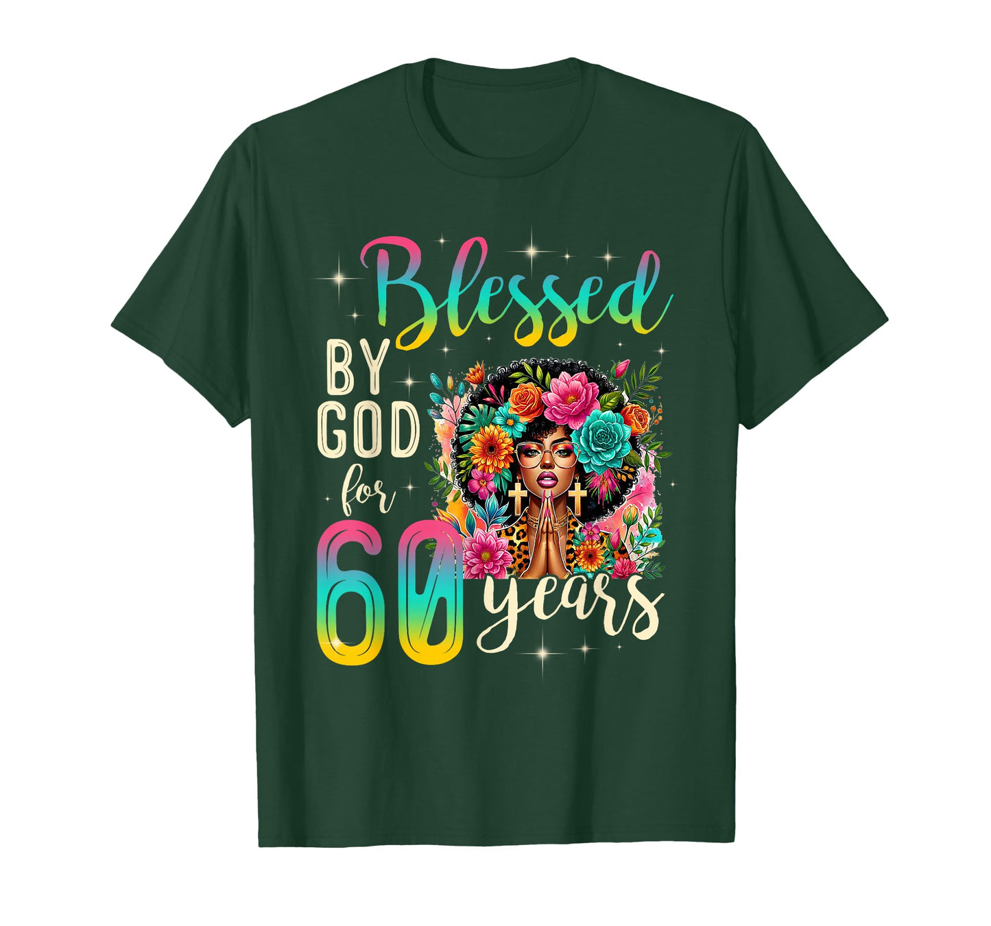 Black Girl Blessed by God for 60 Years Christian Birthday T-Shirt