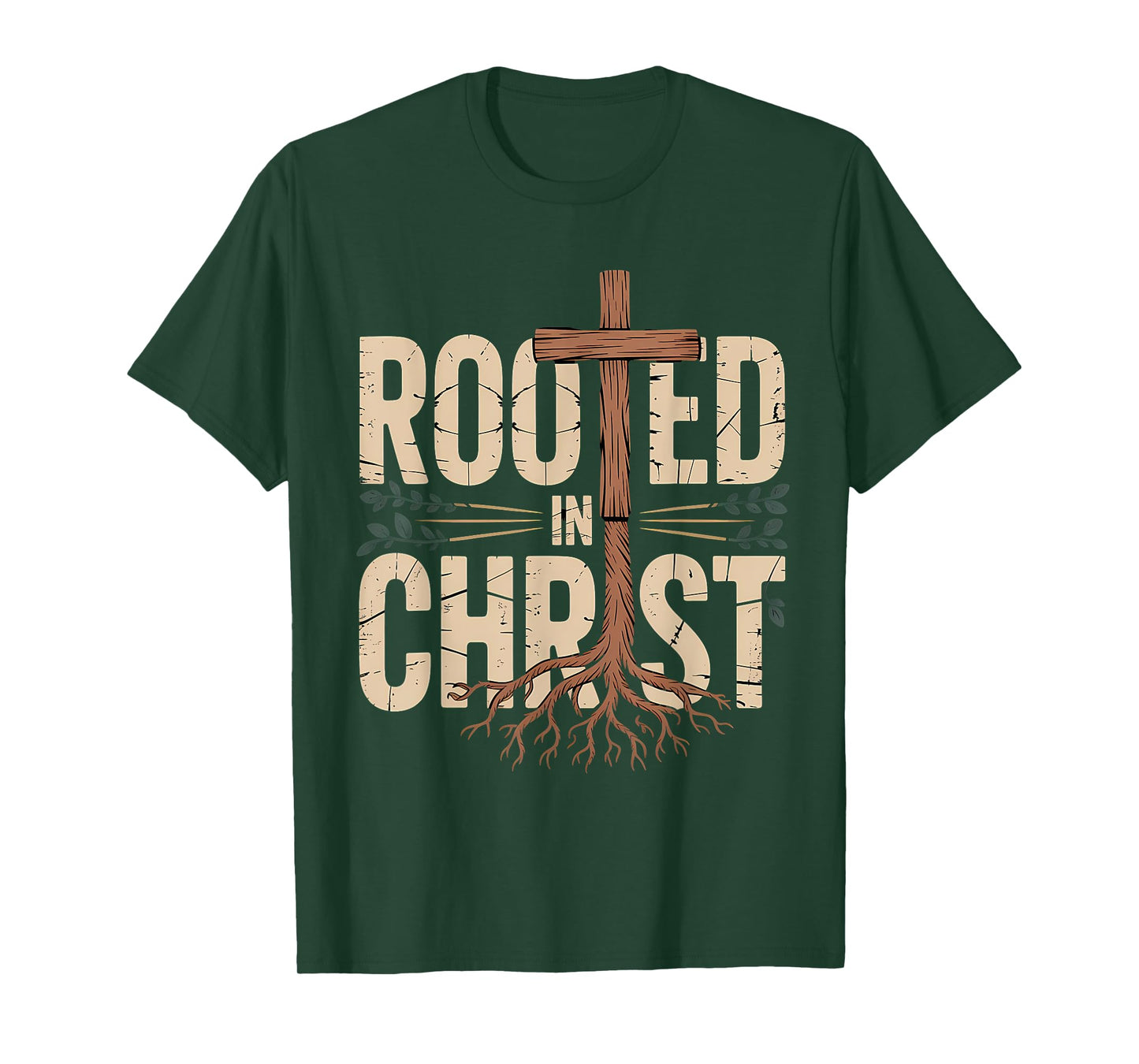 Rooted in Christ Jesus Cross Christian Faith T-Shirt
